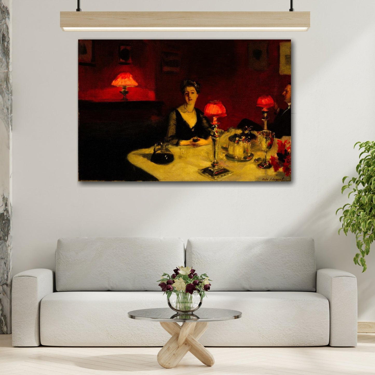 John Singer Sargent Dinner Table at Night - Glass of Port Canvas Wall Art Painting Print