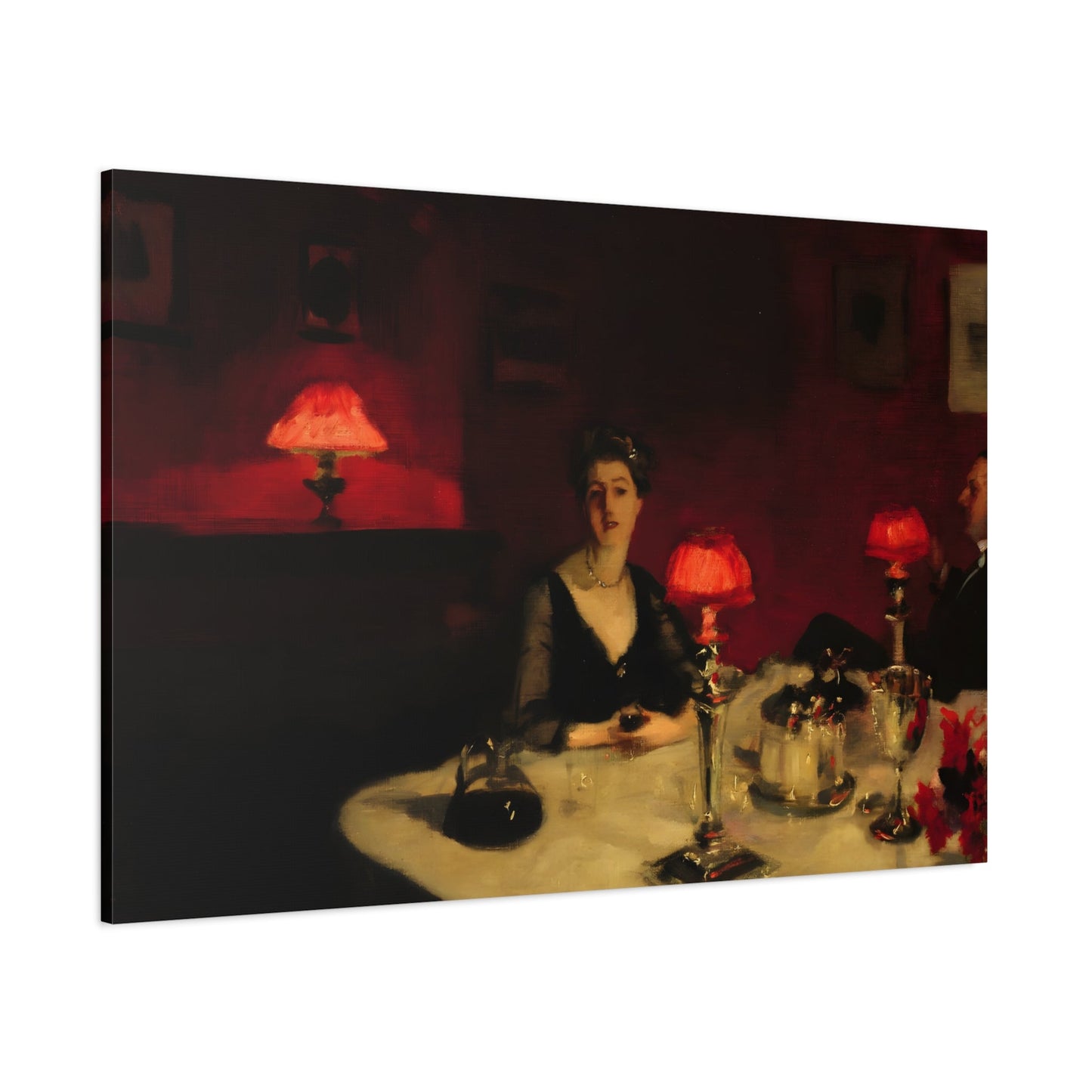 John Singer Sargent Dinner Table at Night - Glass of Port Canvas Wall Art Painting Print