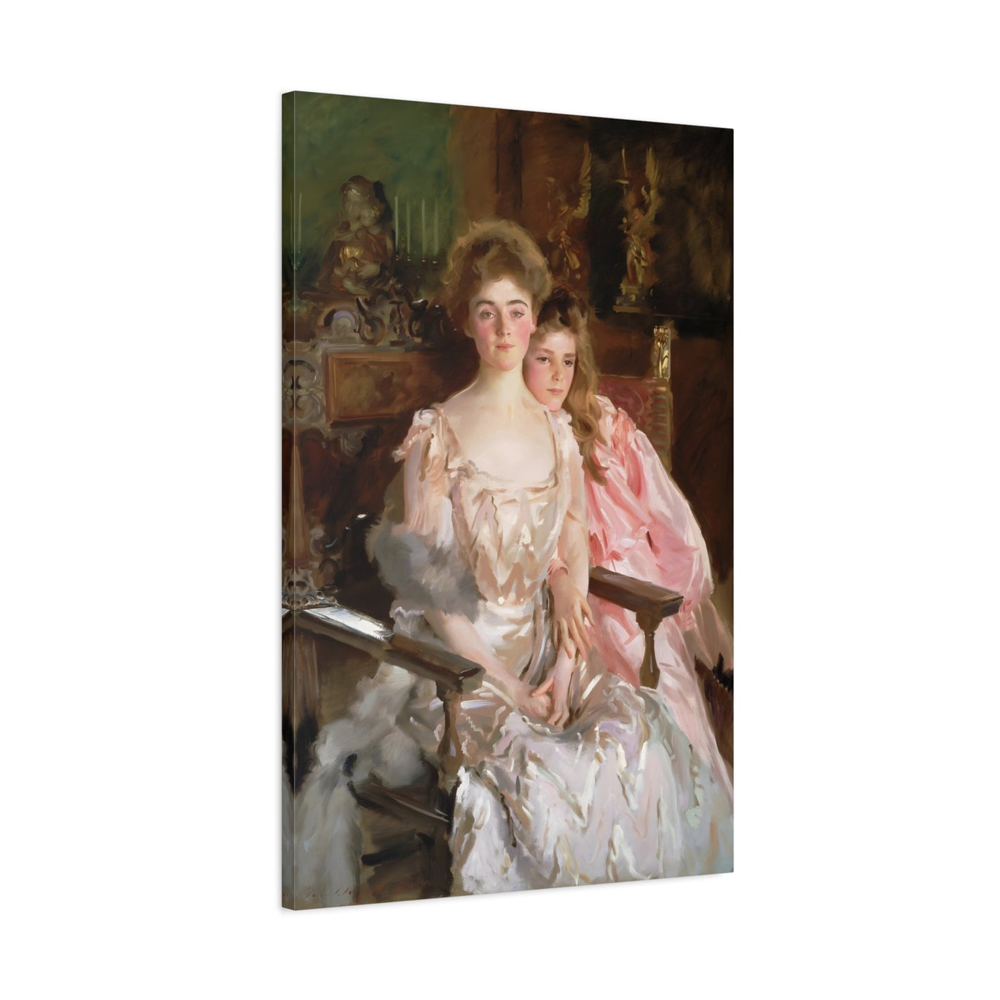 John Singer Sargent Fiske Warren Gretchen Osgood and her Daughter Rachel - Framed Canvas Wall Art Print