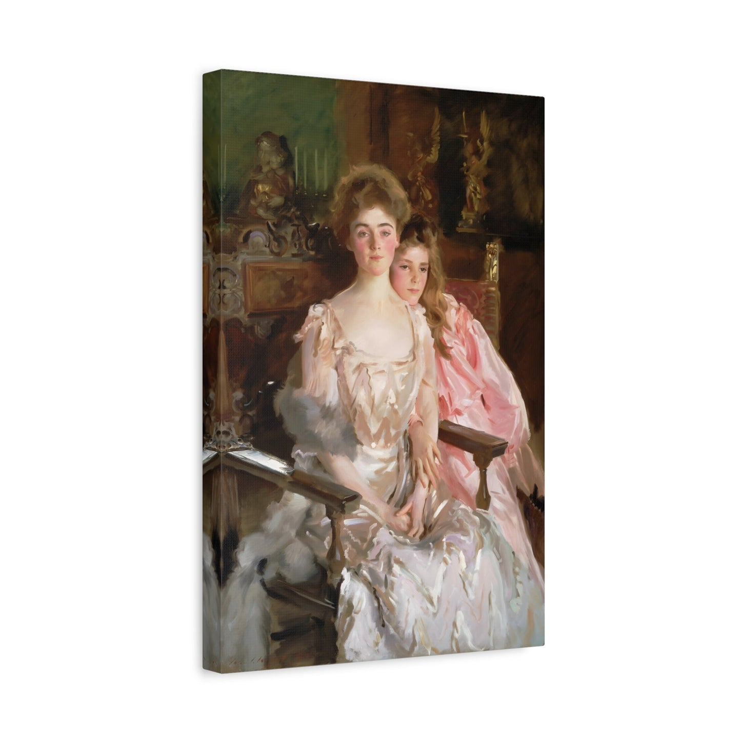 John Singer Sargent Fiske Warren Gretchen Osgood and her Daughter Rachel - Framed Canvas Wall Art Print