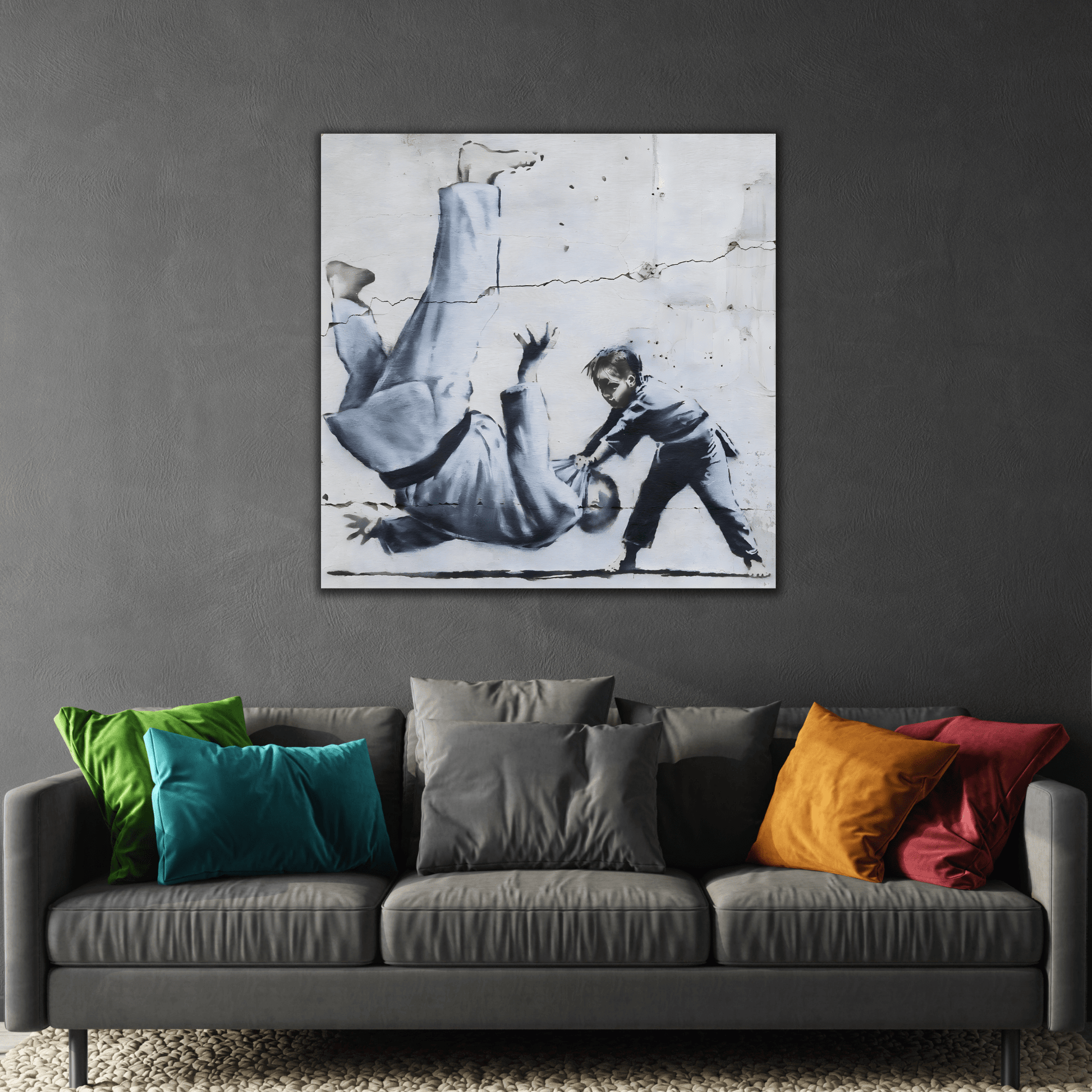 Judoka Canvas Banksy Home Decor Street Graffiti Wall Art - YesArtYes