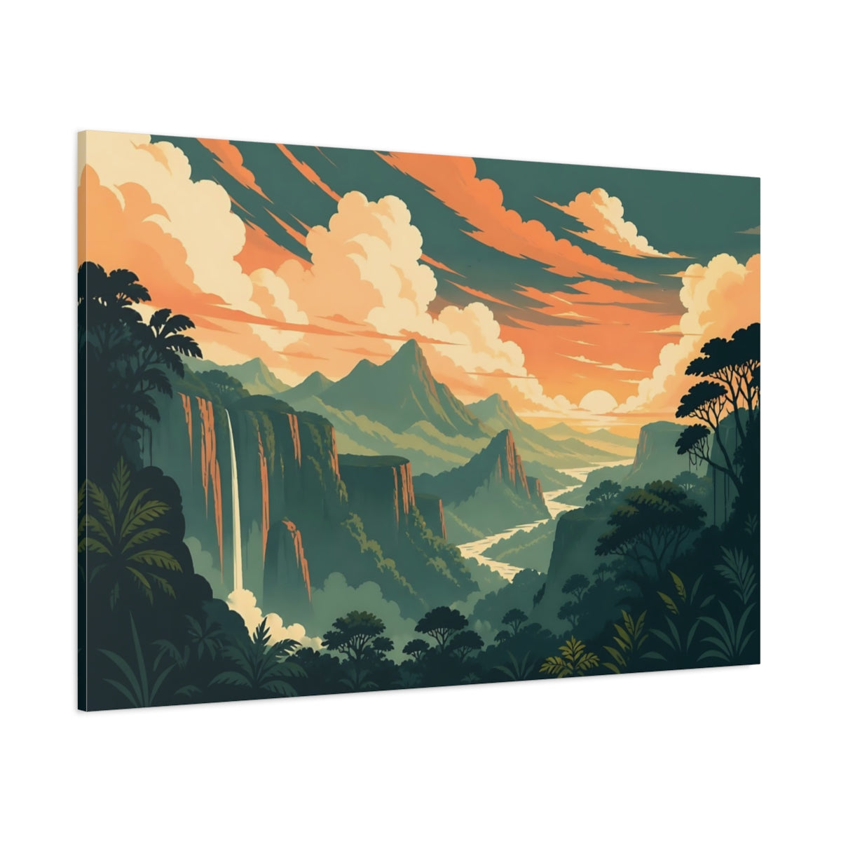 Side Mockup 1. Jungle Canyon Sunset shown as canvas print