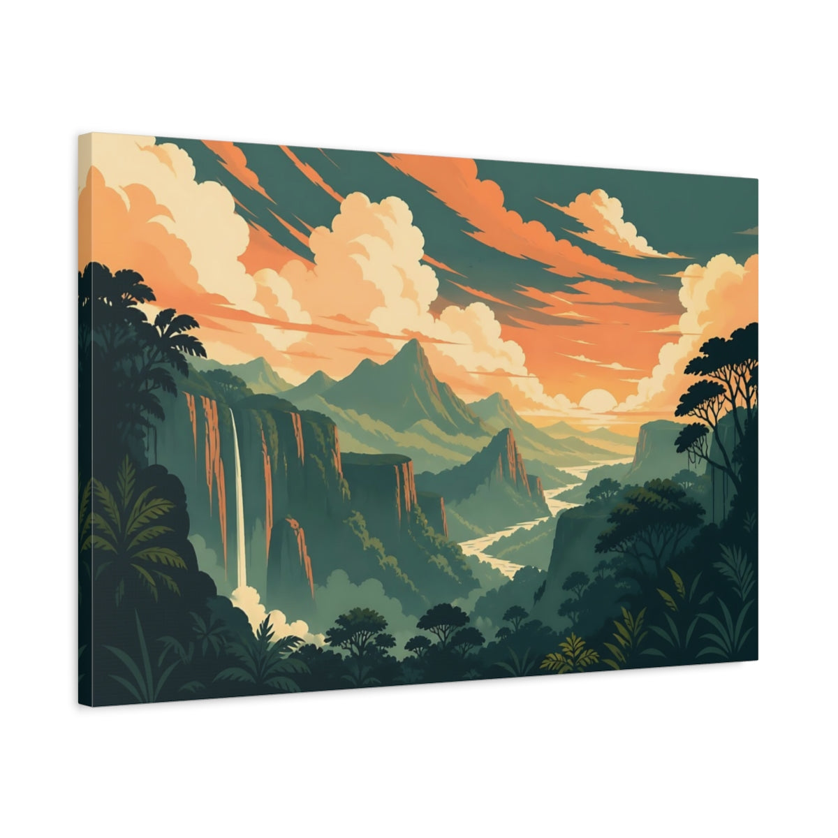 Side Mockup 2. Jungle Canyon Sunset shown as canvas print