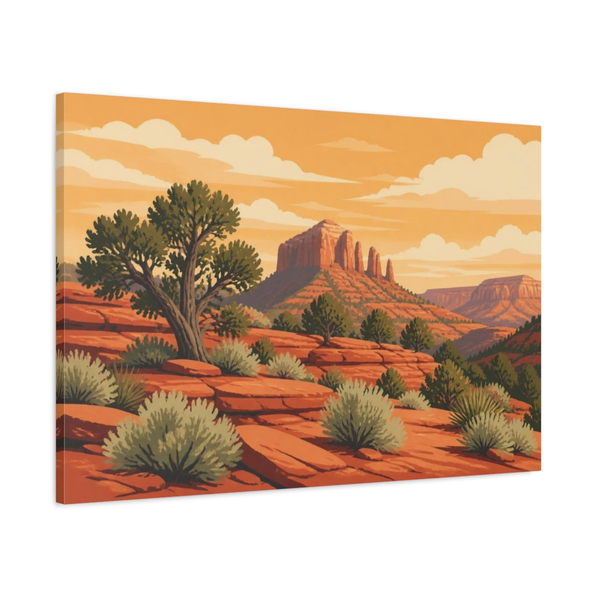 Main Mockup. Juniper Desert Landscape shown as canvas print