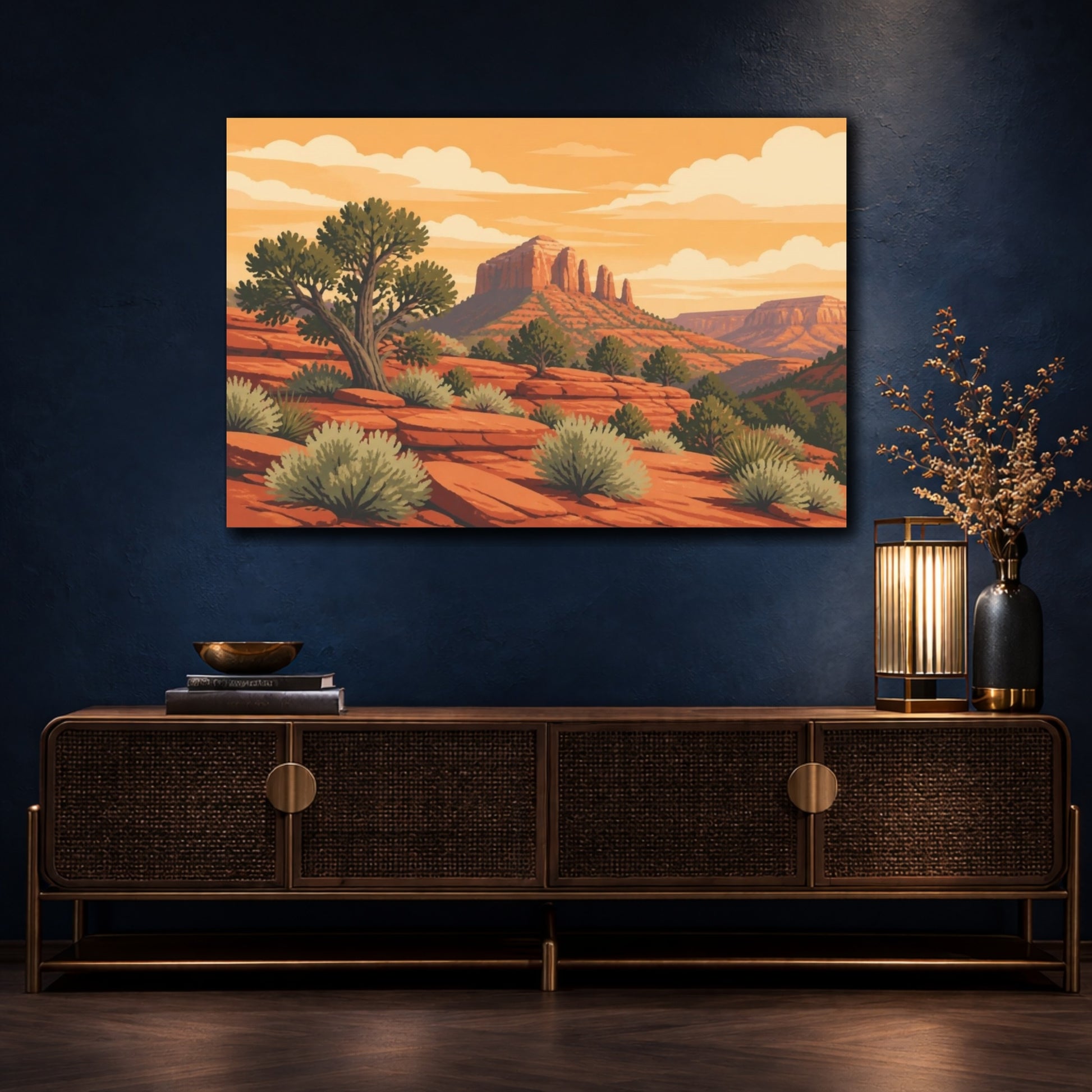 Mockup 4. Juniper Desert Landscape shown as canvas print