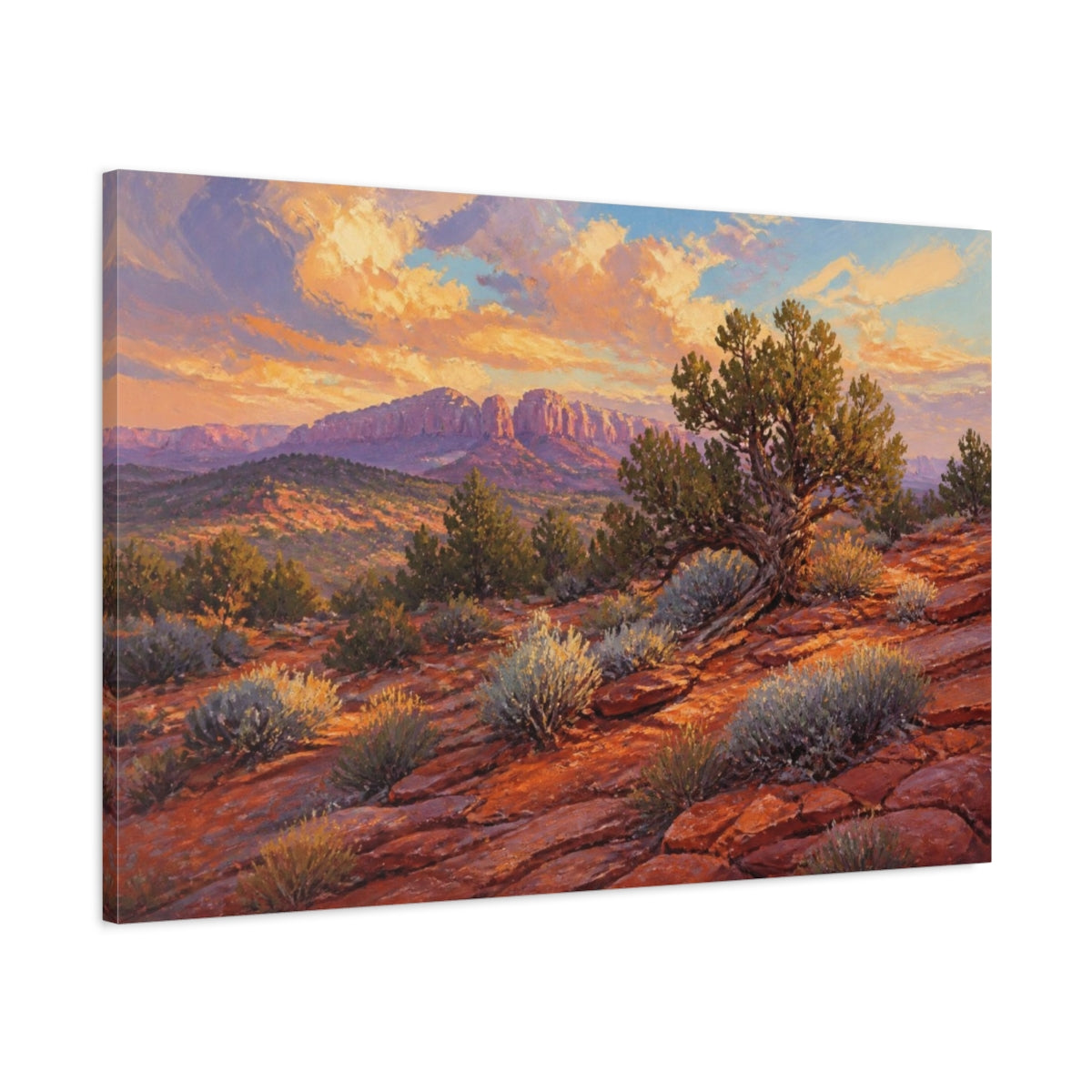 Main Mockup. Juniper On Red Sandstone shown as canvas print