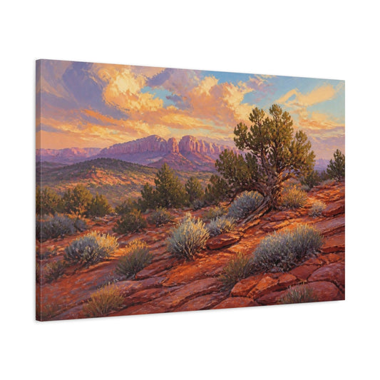 Main Mockup. Juniper On Red Sandstone shown as canvas print