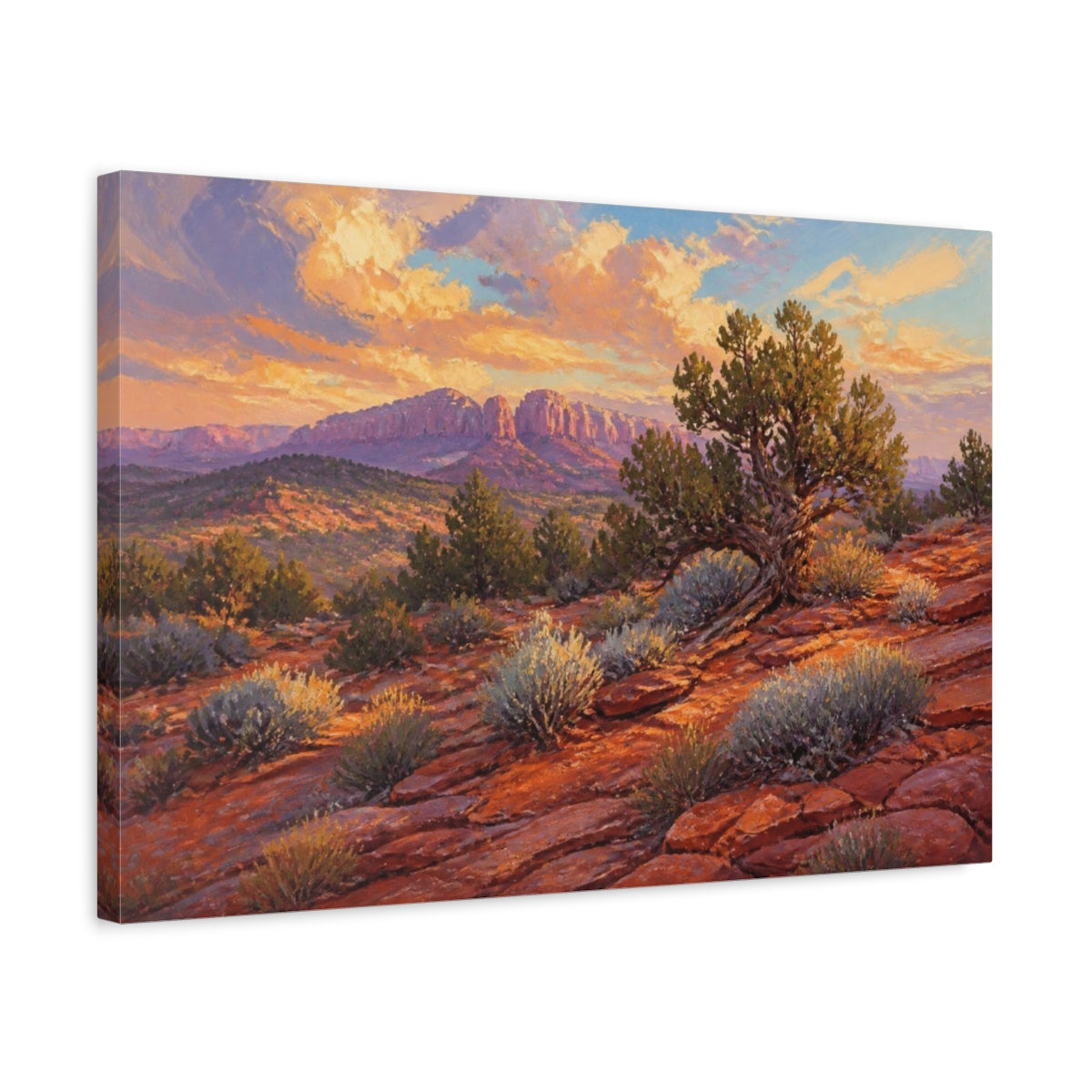 Side Mockup 3. Juniper On Red Sandstone shown as canvas print