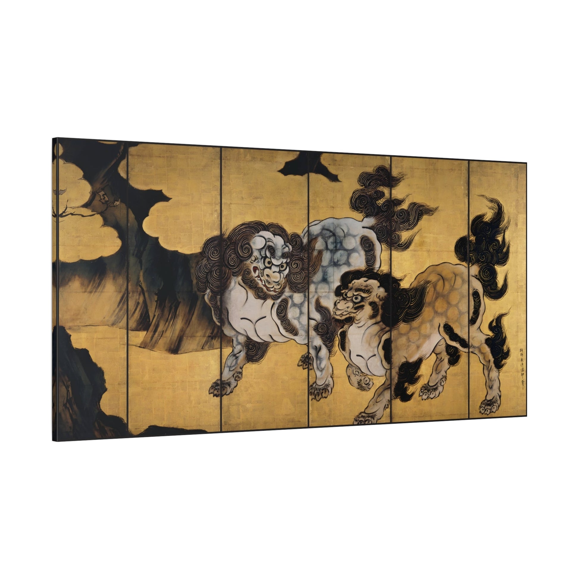 Kano Eitoku Chinese Lions Canvas Print - Decorative Asian Wall Art - YesArtYes
