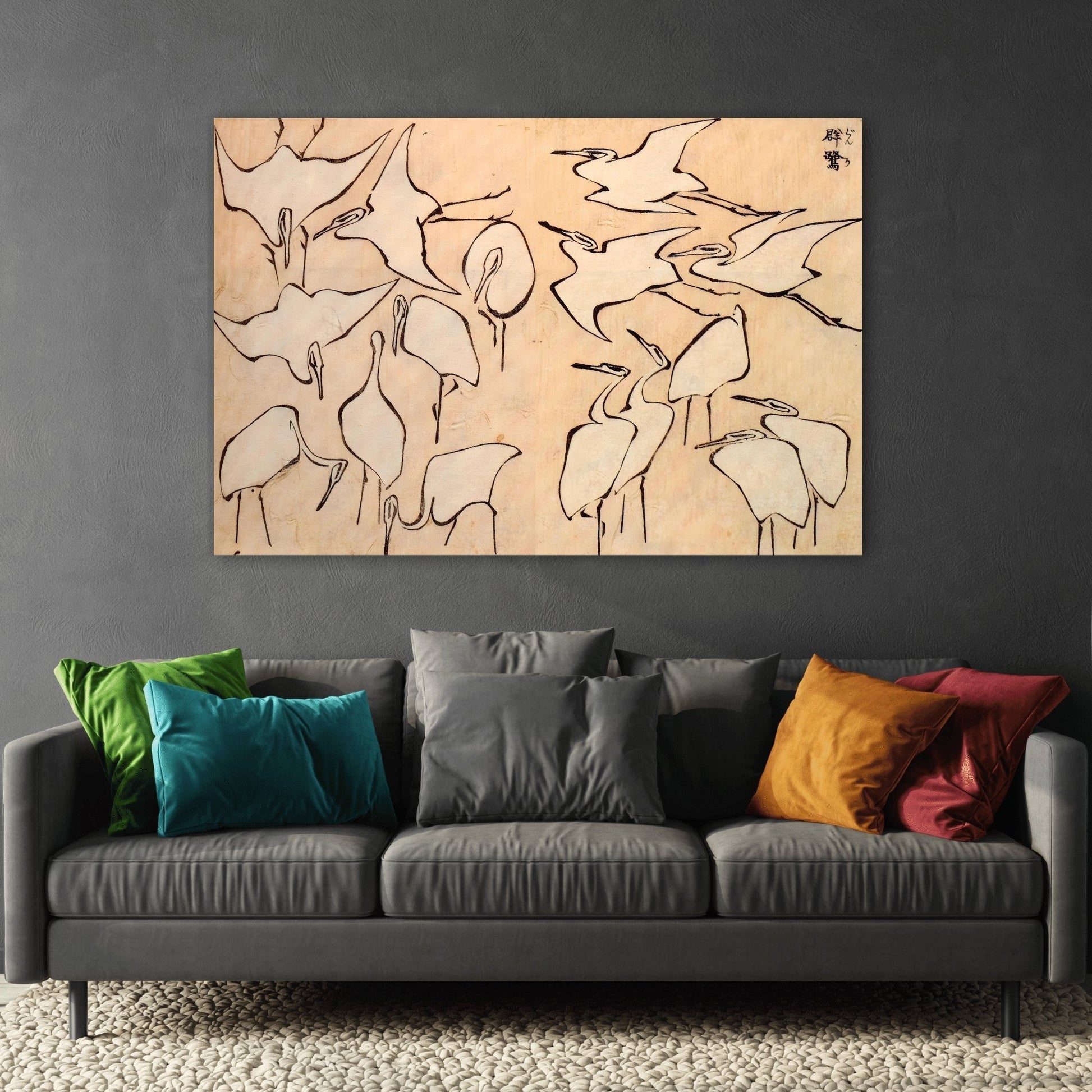 Katsushika Hokusai Cranes Canvas Wall Art - Ukiyo - e Japanese Painting Print - YesArtYes