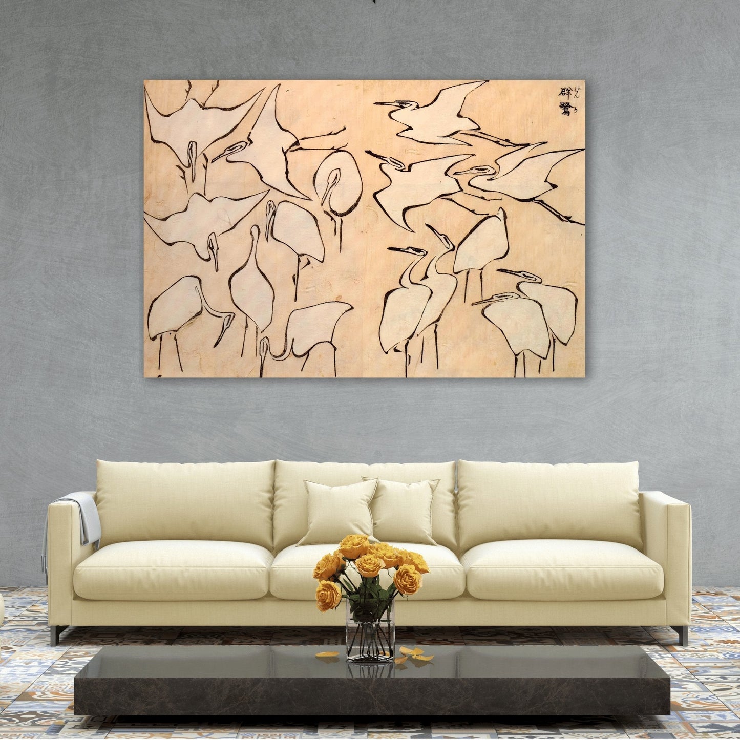 Katsushika Hokusai Cranes Canvas Wall Art - Ukiyo - e Japanese Painting Print - YesArtYes