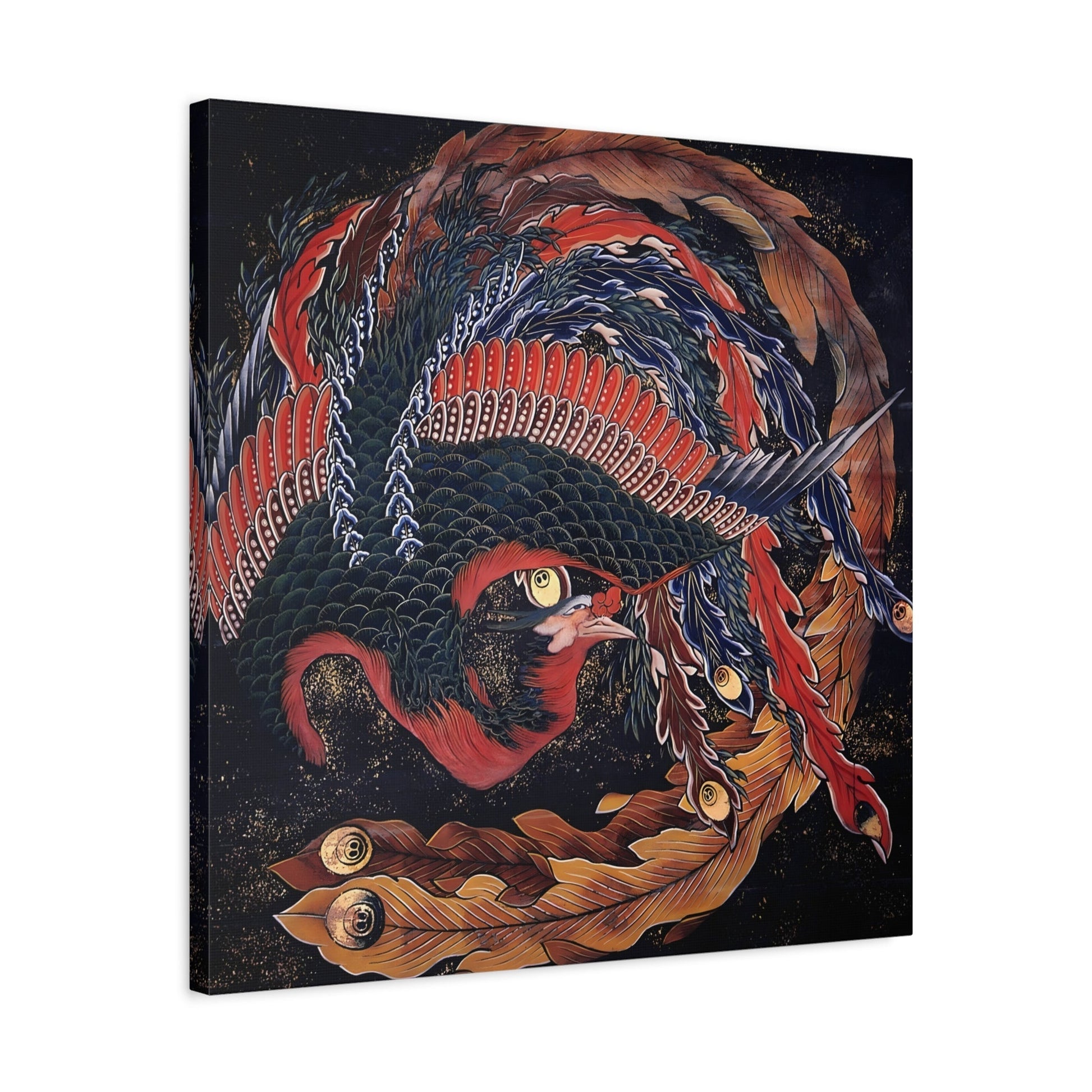 Katsushika Hokusai Phoenix - Japanese Square Framed Canvas Wall Art Print