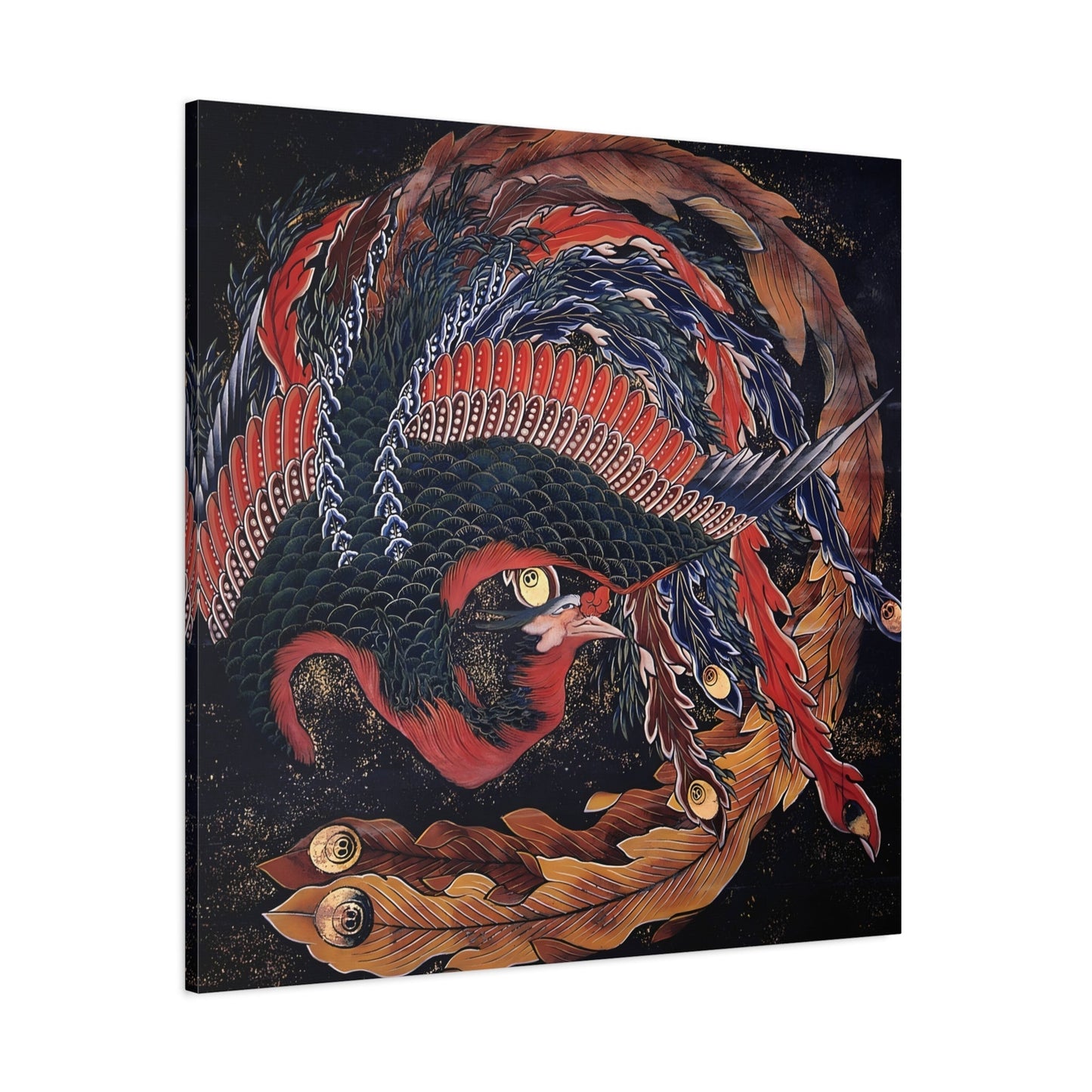 Katsushika Hokusai Phoenix - Japanese Square Framed Canvas Wall Art Print