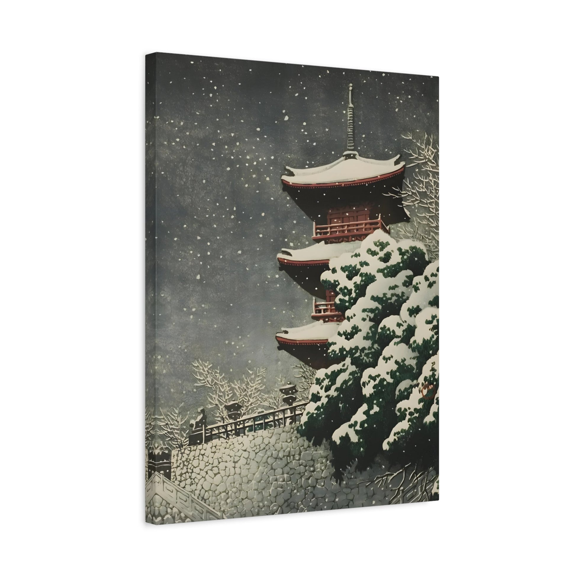 Kawase Hasui Yasugi Snow Night Pagoda - Canvas Wall Art Prints