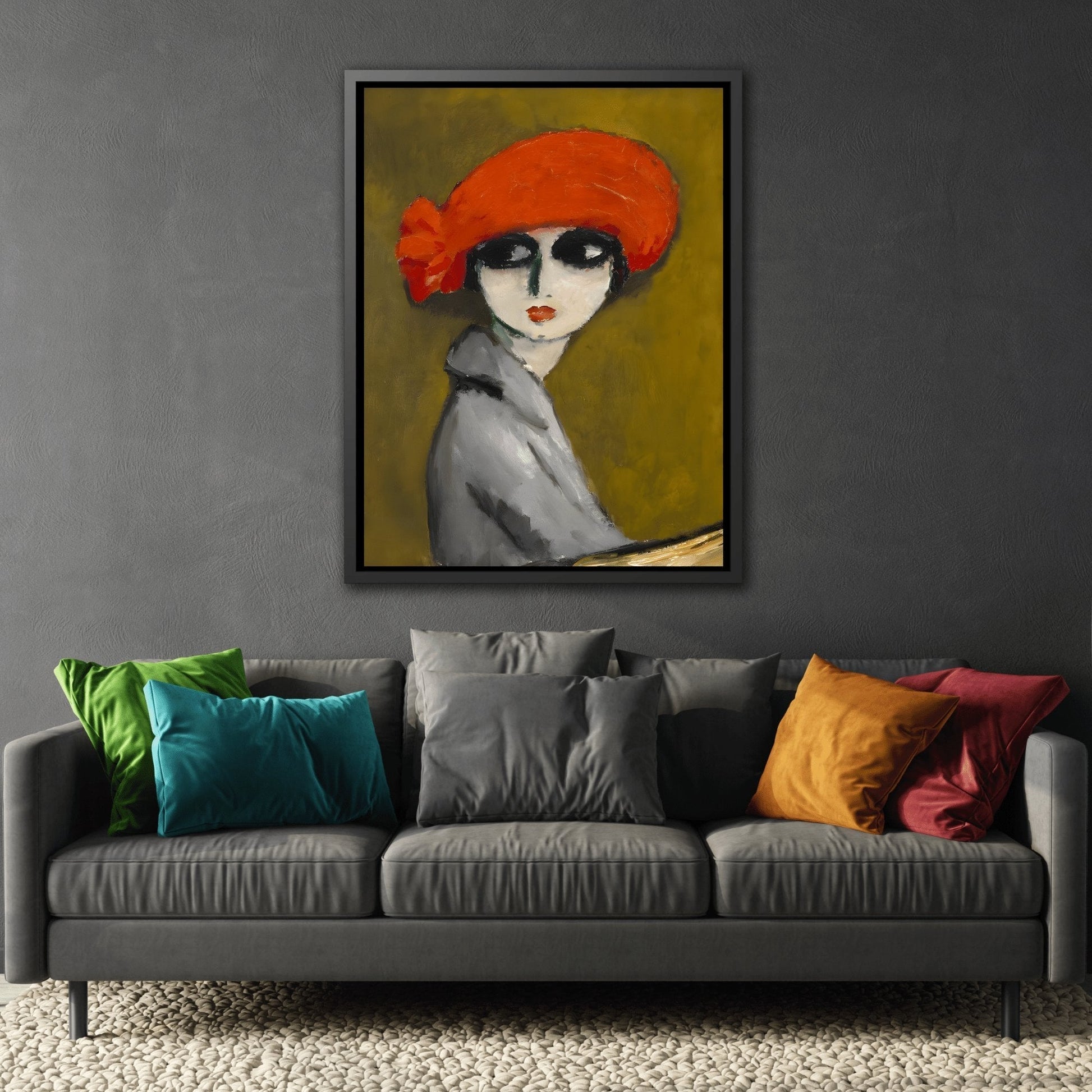 Kees van Dongen Poppy - Framed Canvas Art Reproduction in Black Frame