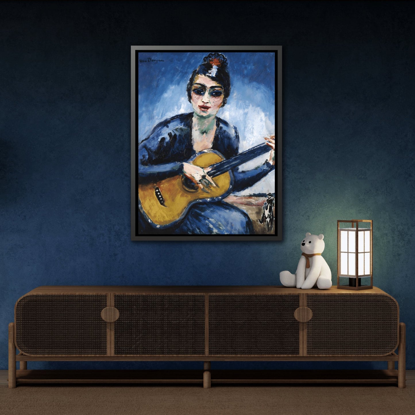 Kees van Dongen Woman Guitar - Framed Canvas Art Reproduction