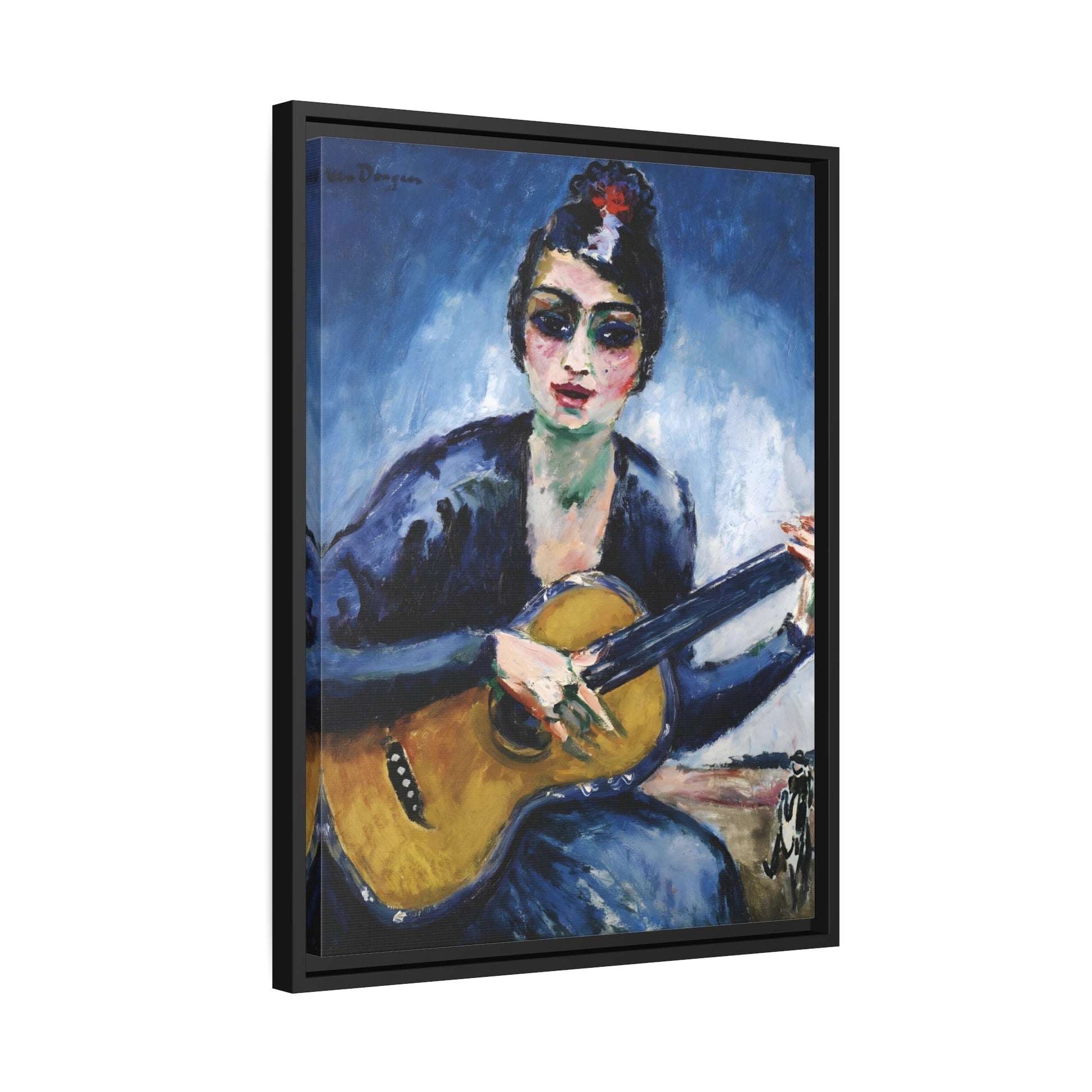 Kees van Dongen Woman Guitar - Framed Canvas Art Reproduction