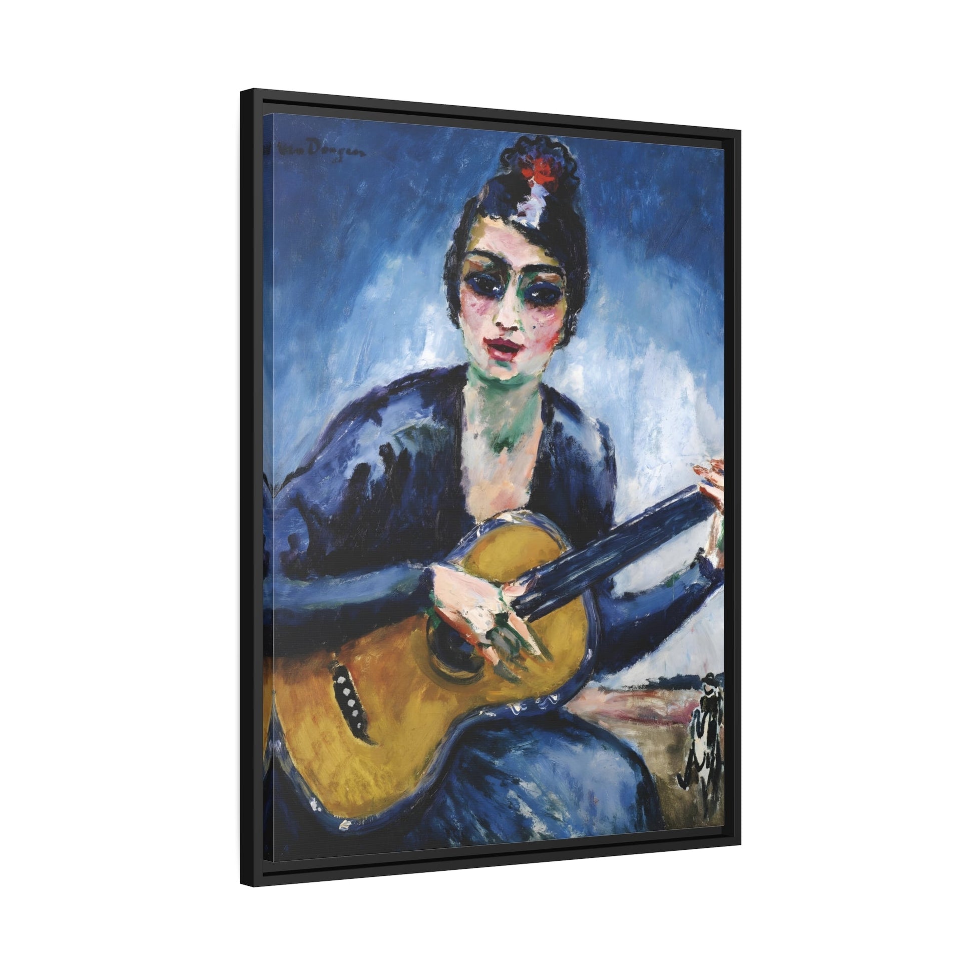 Kees van Dongen Woman Guitar - Framed Canvas Art Reproduction