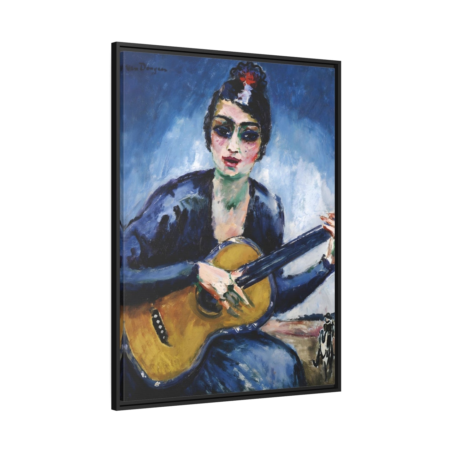 Kees van Dongen Woman Guitar - Framed Canvas Art Reproduction