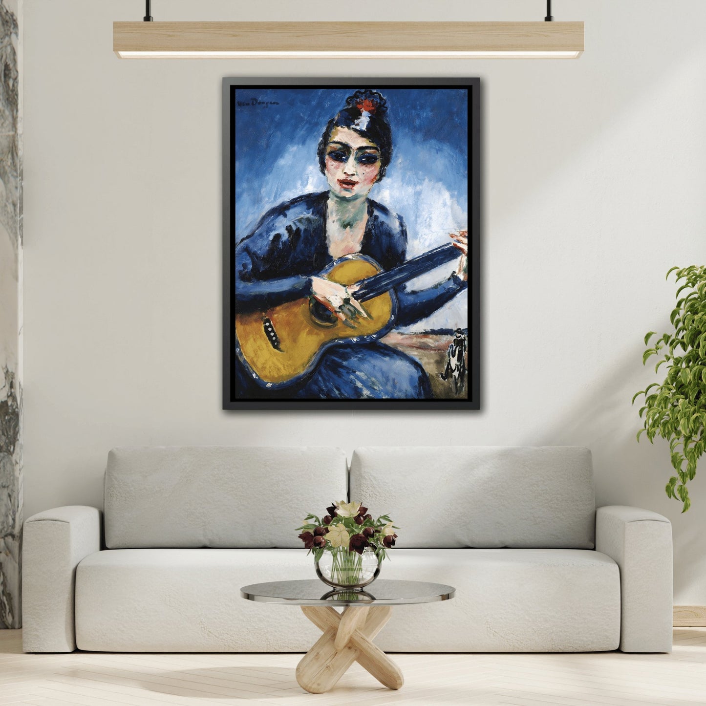 Kees van Dongen Woman Guitar - Framed Canvas Art Reproduction