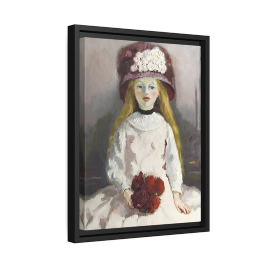 Kees van Dongen Young Girl Floral Hat - Framed Canvas Art Reproduction