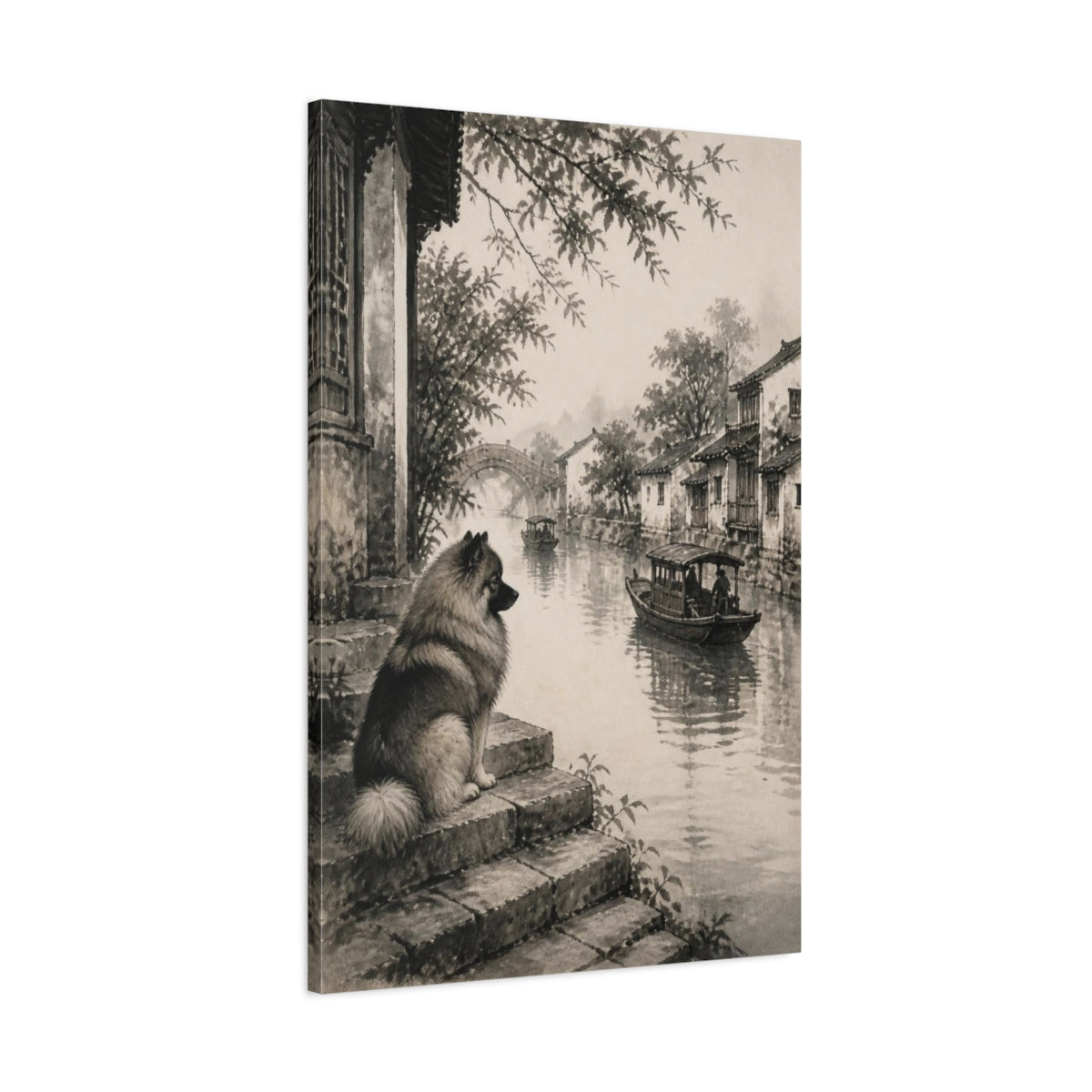 Main Mockup. Keeshond Pets By Canal shown as canvas print