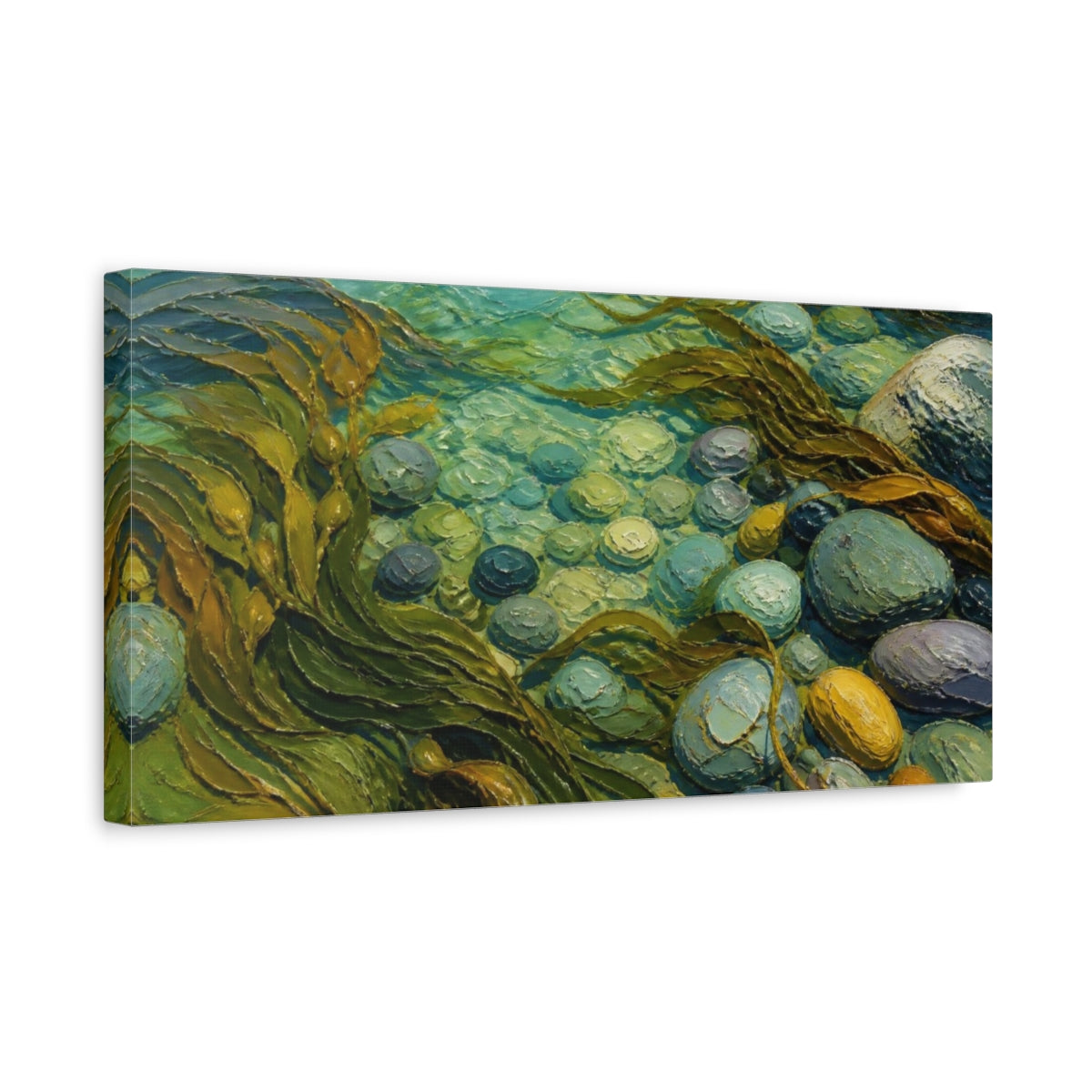 Side Mockup 3. Kelp Nature Seascape shown as canvas print