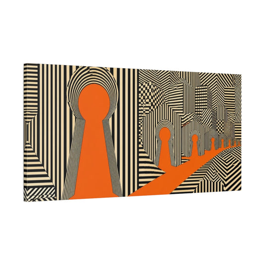 Main Mockup. Keyhole Cityscape Illusion shown as canvas print