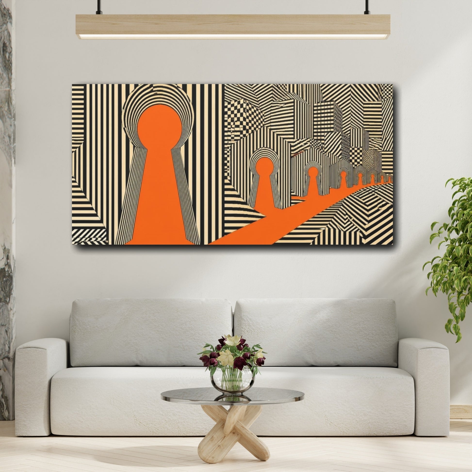 Mockup 2. Keyhole Cityscape Illusion shown as canvas print