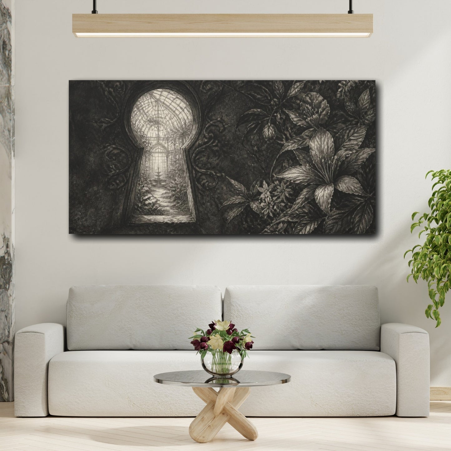 Mockup 2. Keyhole To Secret Greenhouse shown as canvas print