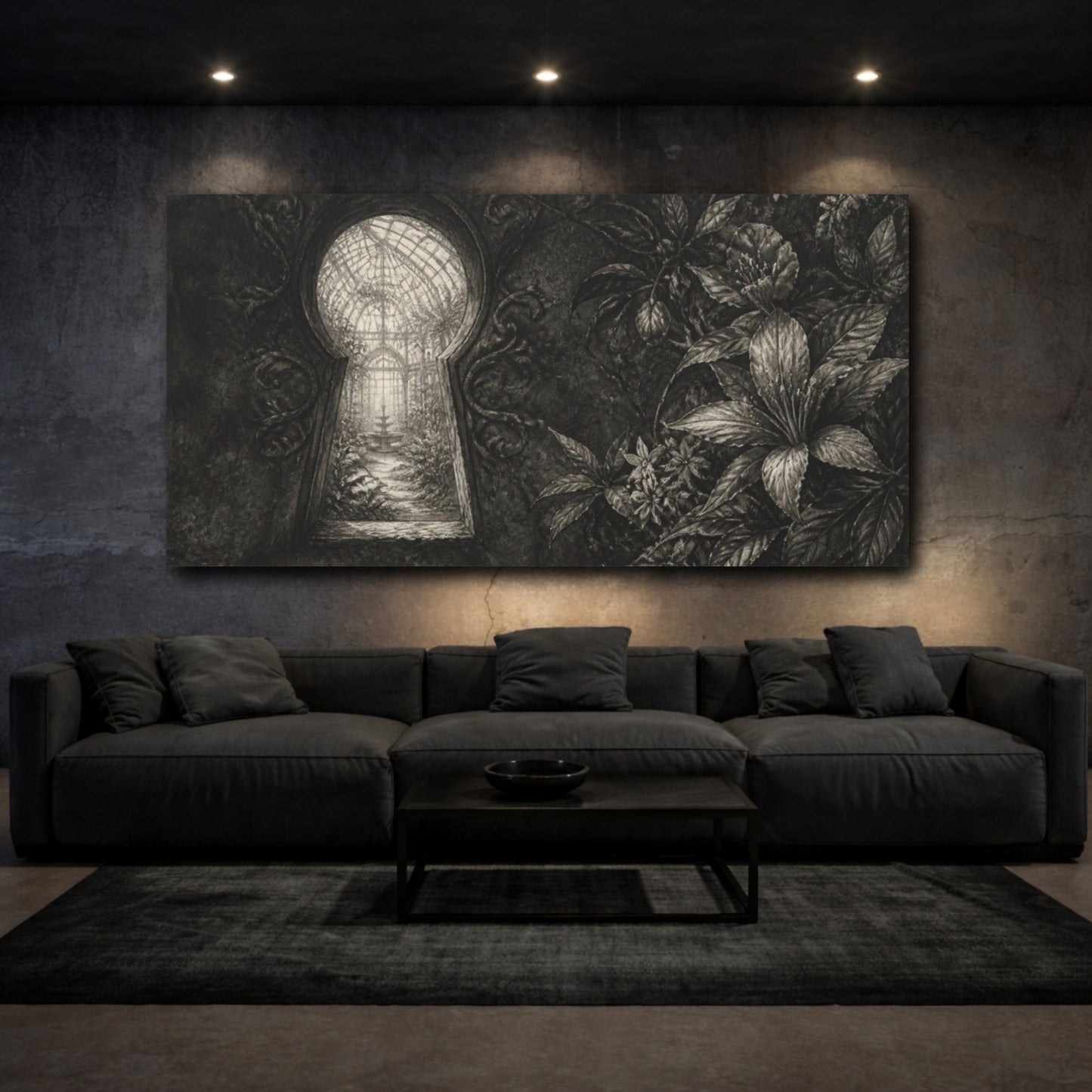 Mockup 3. Keyhole To Secret Greenhouse shown as canvas print