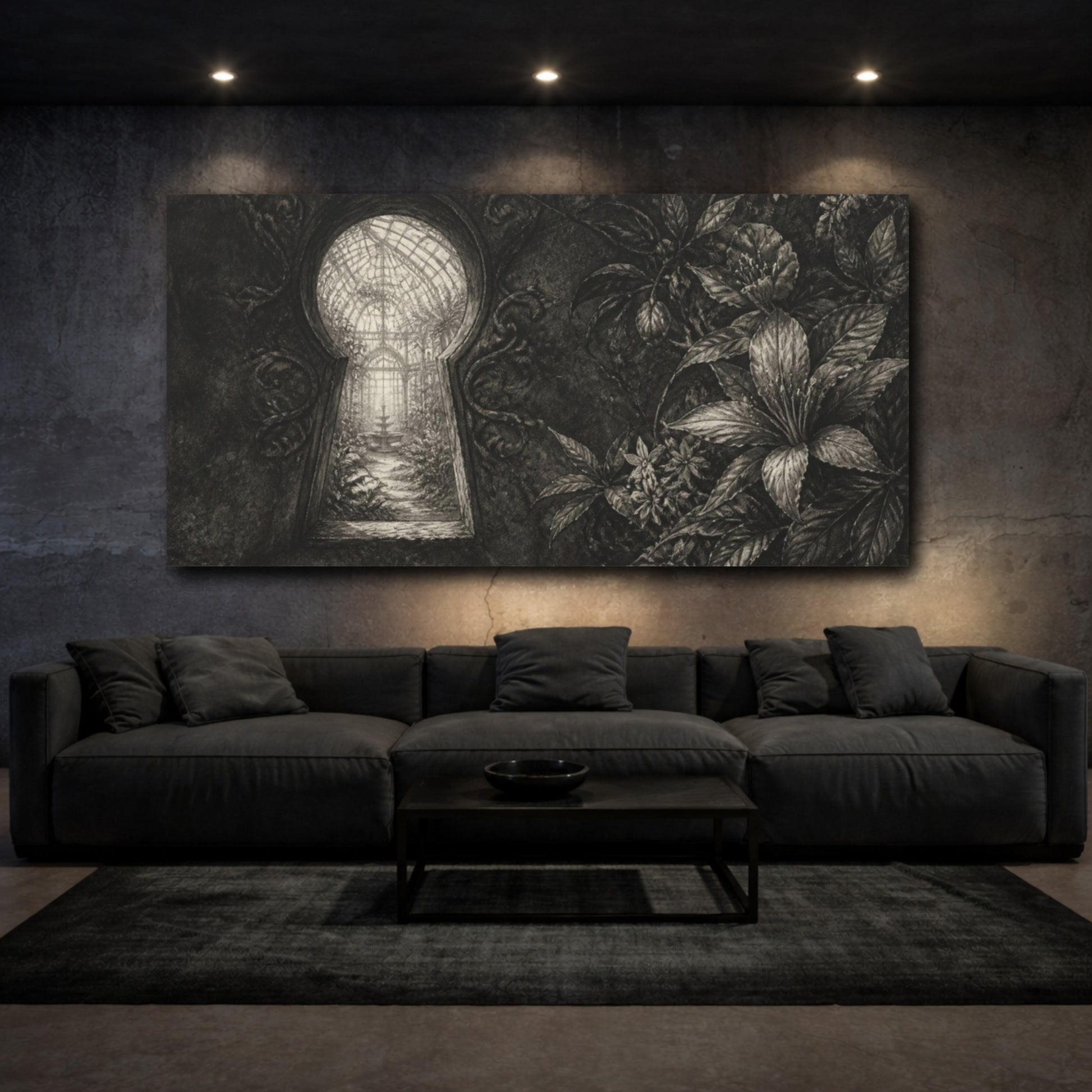 Mockup 3. Keyhole To Secret Greenhouse shown as canvas print