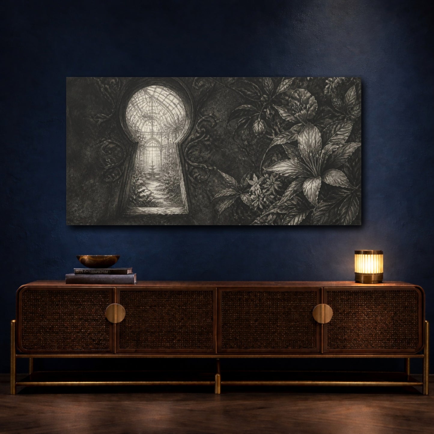 Mockup 4. Keyhole To Secret Greenhouse shown as canvas print