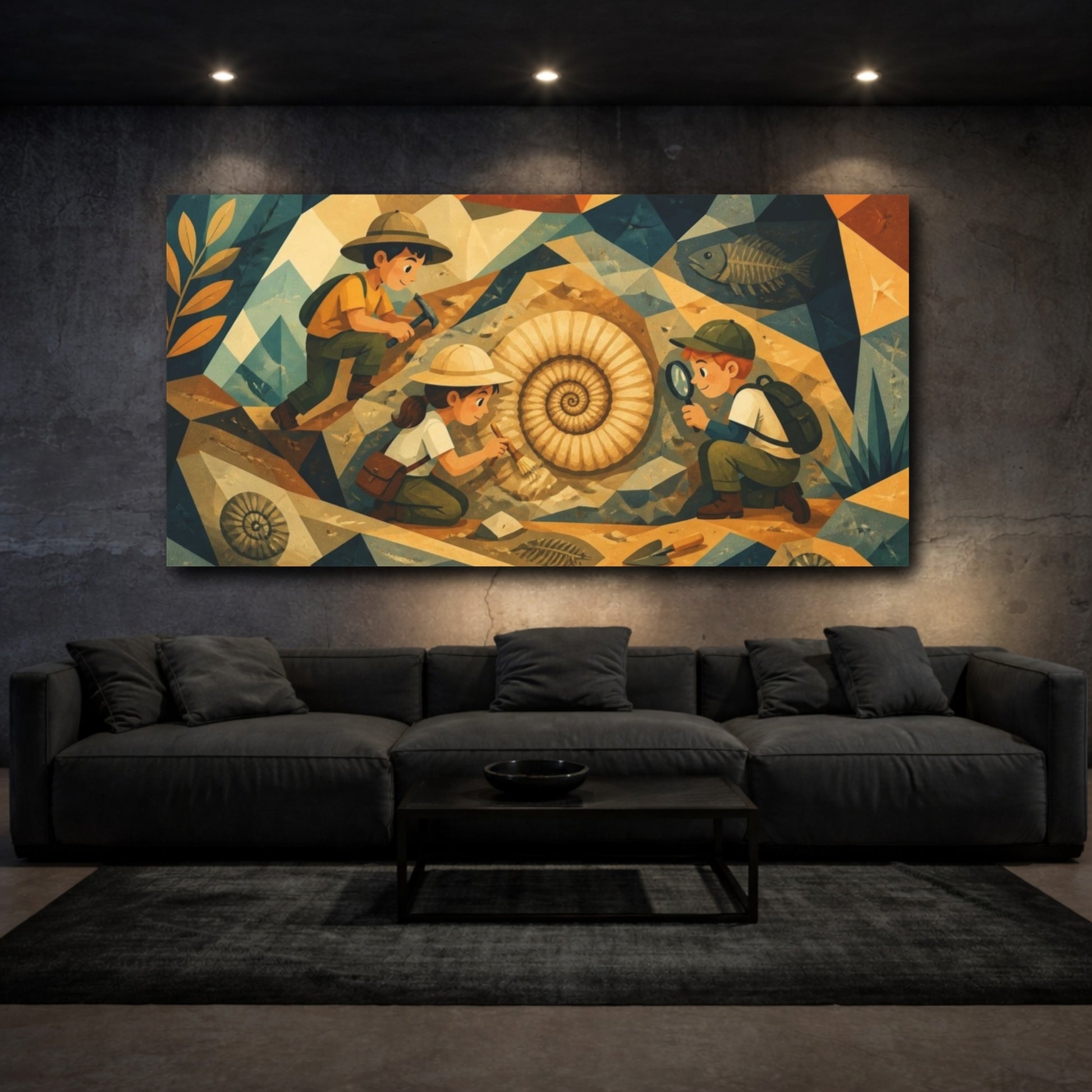 Mockup 3. Kids Ammonite Adventure shown as canvas print