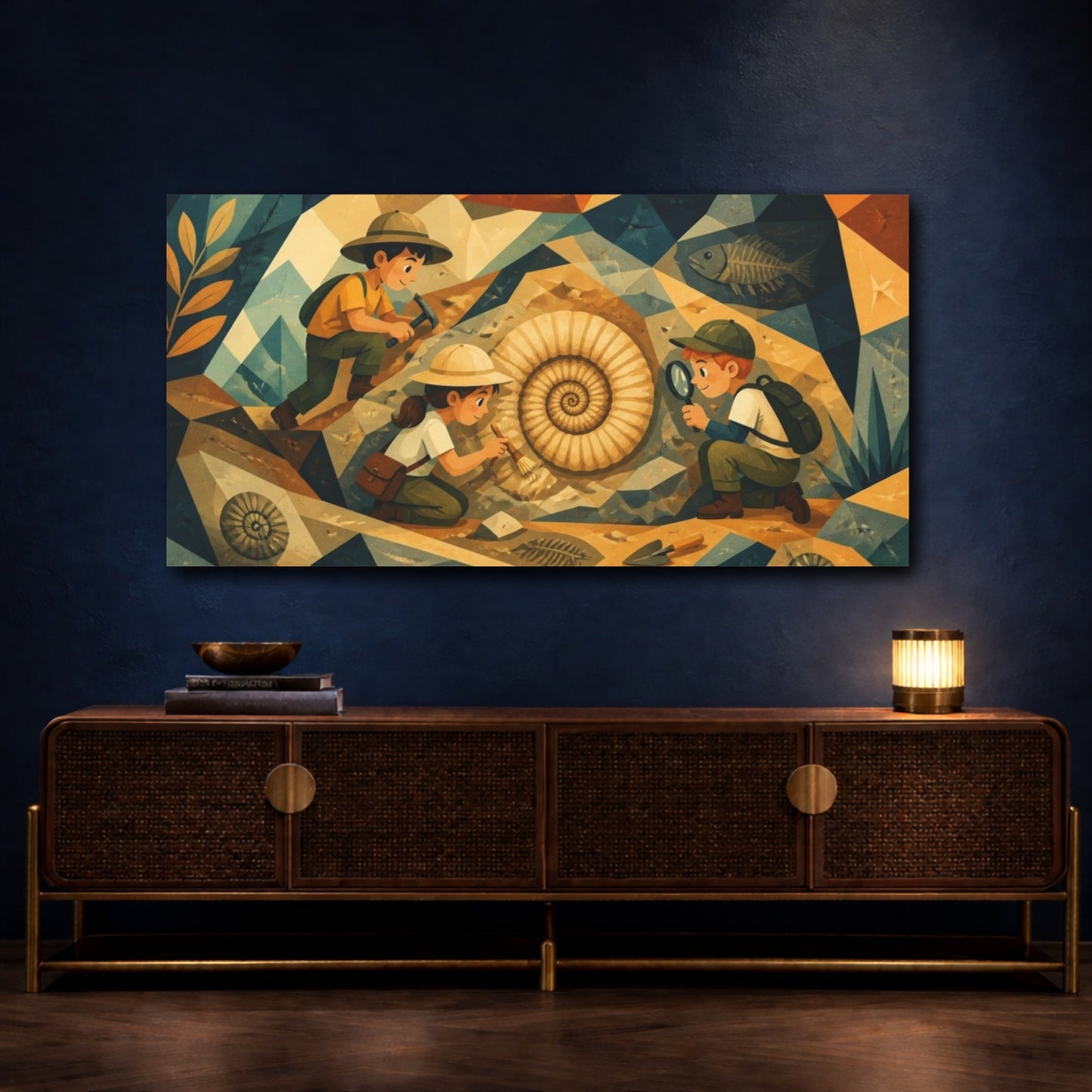 Mockup 4. Kids Ammonite Adventure shown as canvas print