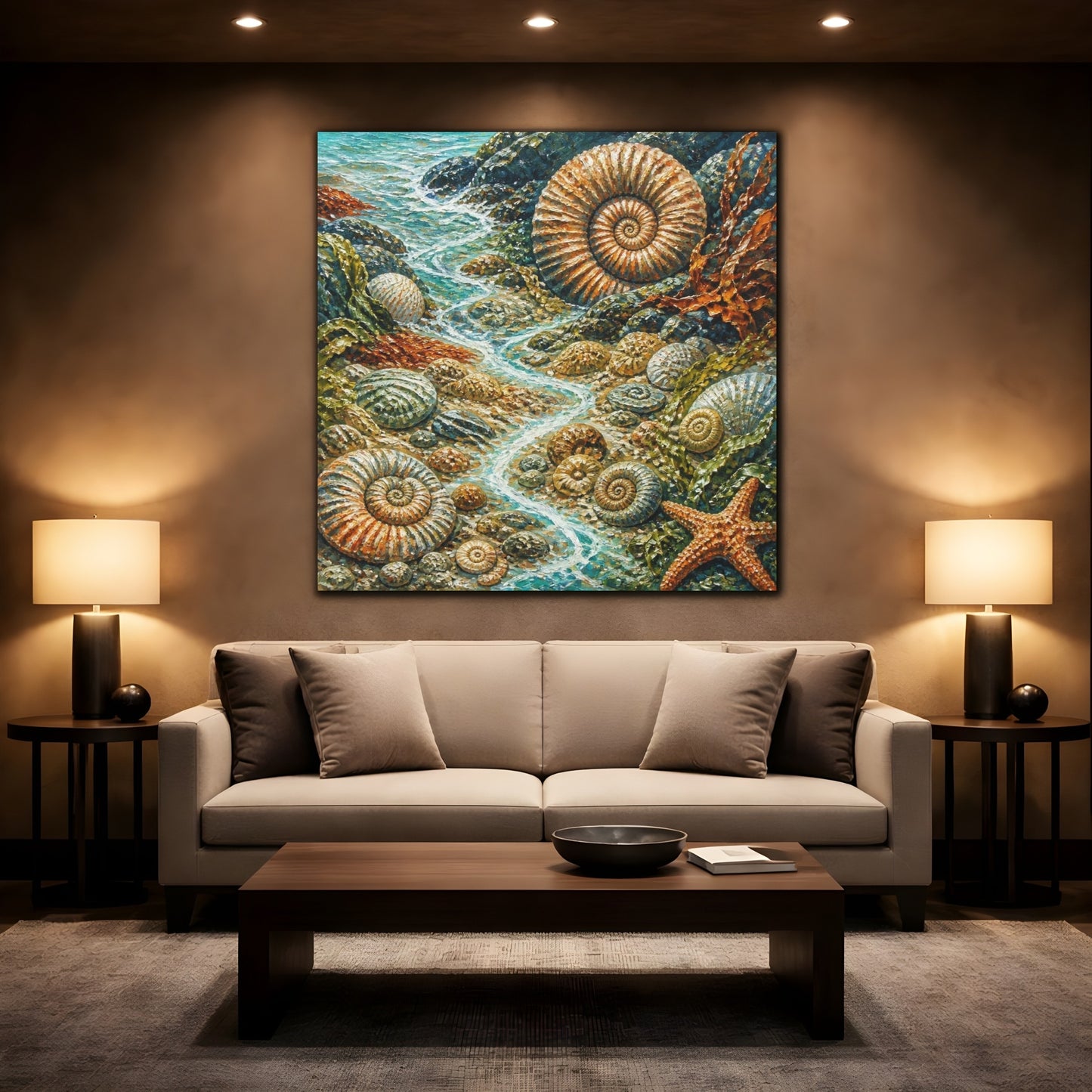 Mockup 2. Kids Ammonite Tidepool shown as canvas print