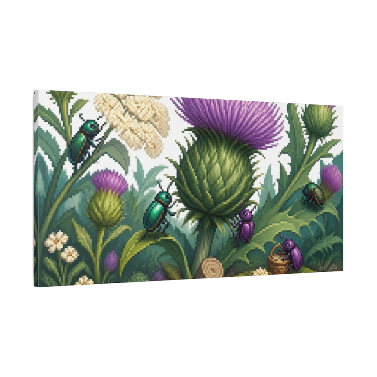 Main Mockup. Kids Beetle Thistle Garden shown as canvas print