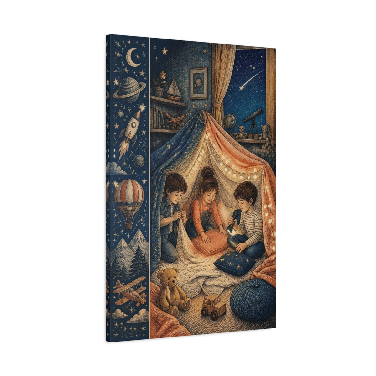 Main Mockup. Kids Blanket Fort shown as canvas print