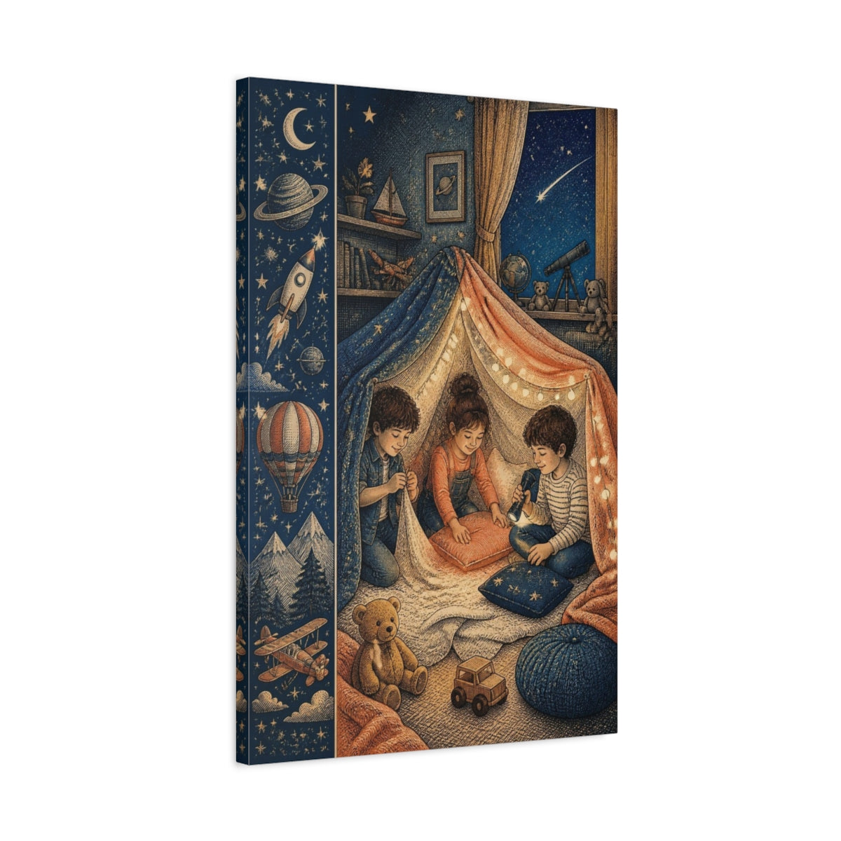 Side Mockup 2. Kids Blanket Fort shown as canvas print