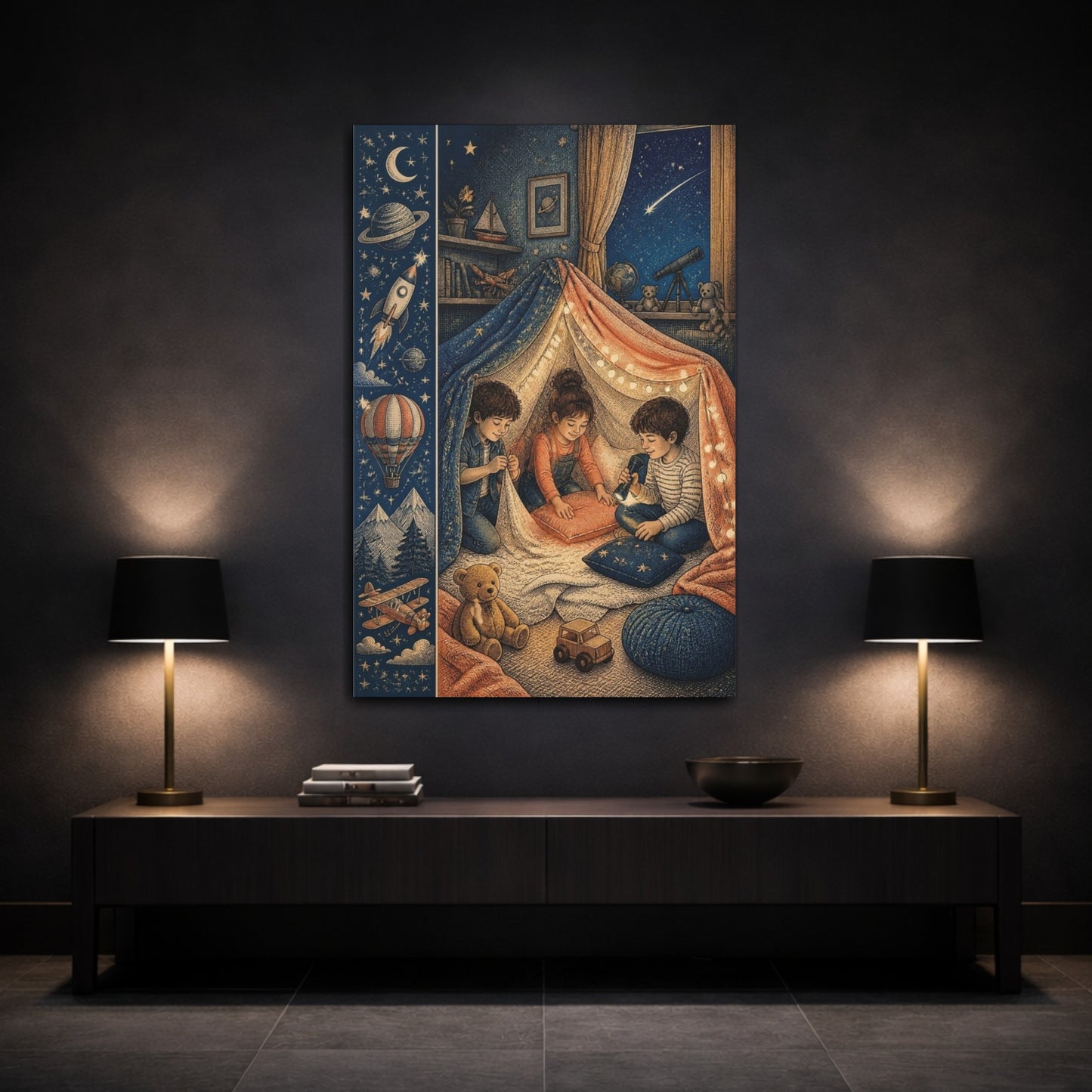 Mockup 3. Kids Blanket Fort shown as canvas print