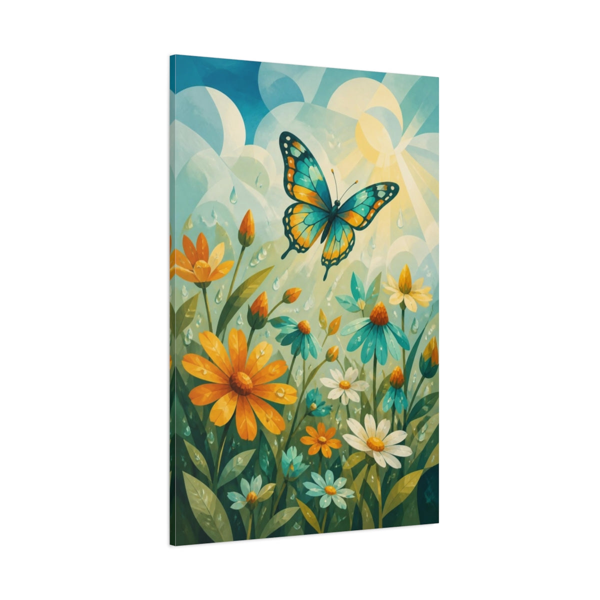 Side Mockup 1. Kids Butterfly Meadow shown as canvas print