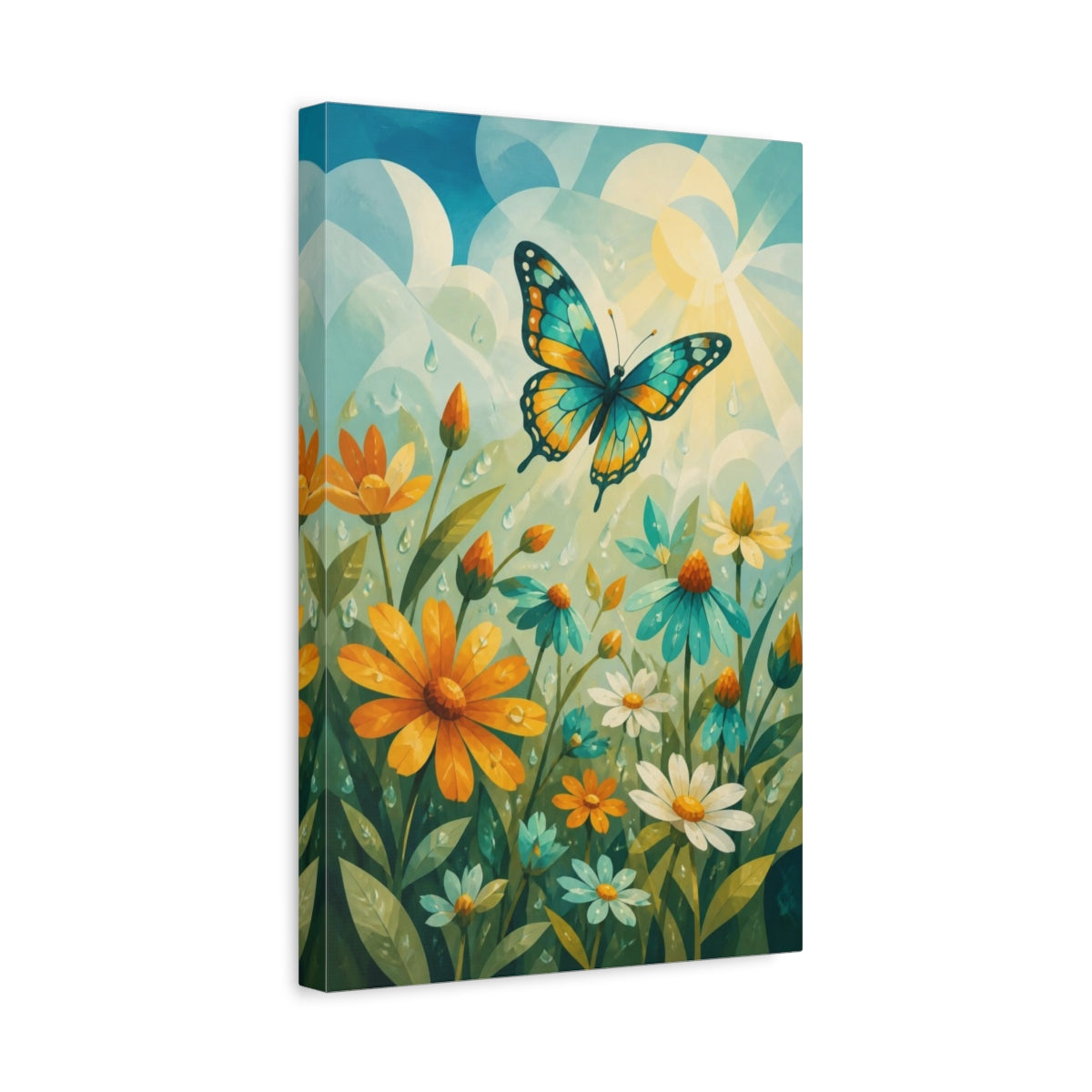 Side Mockup 4. Kids Butterfly Meadow shown as canvas print
