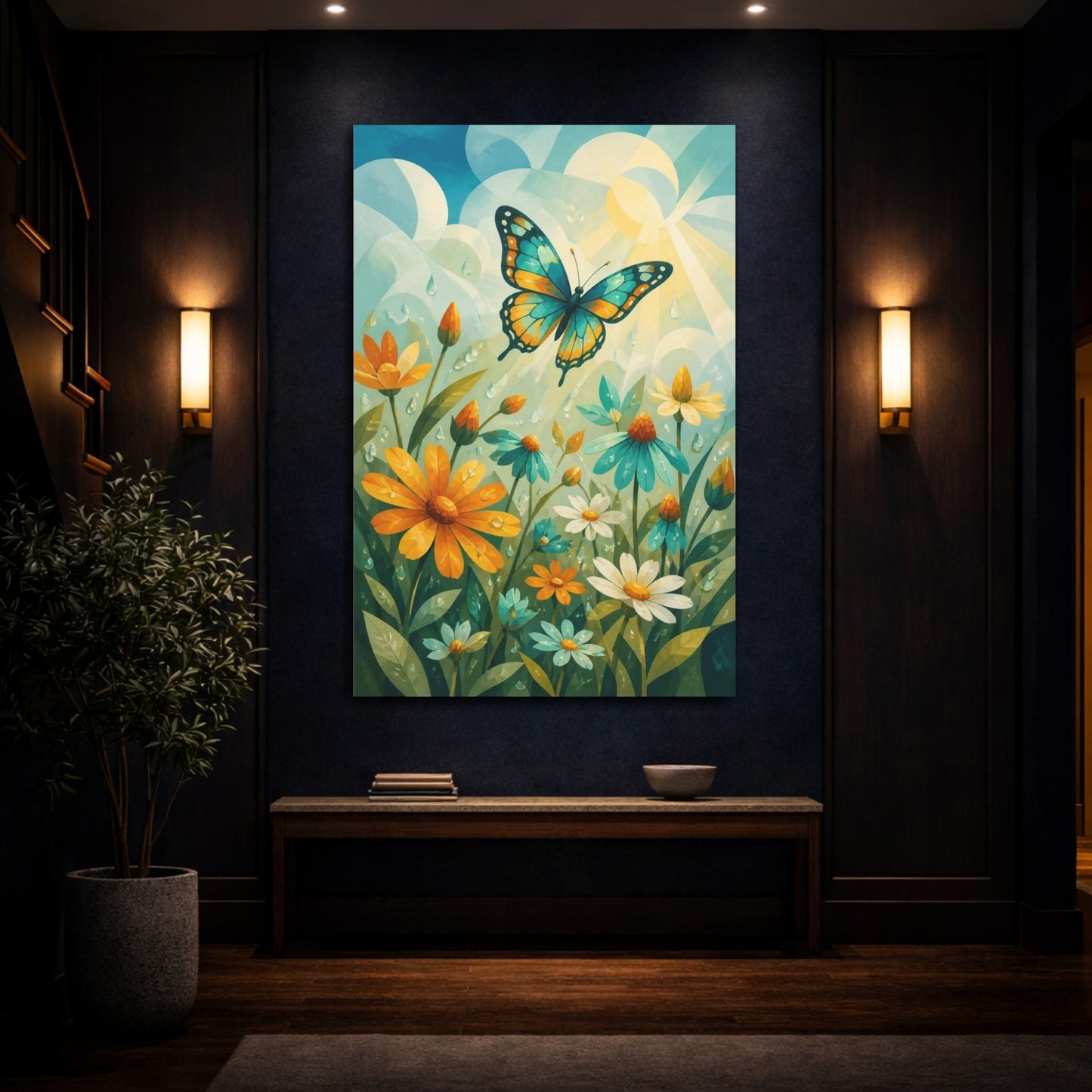 Mockup 4. Kids Butterfly Meadow shown as canvas print