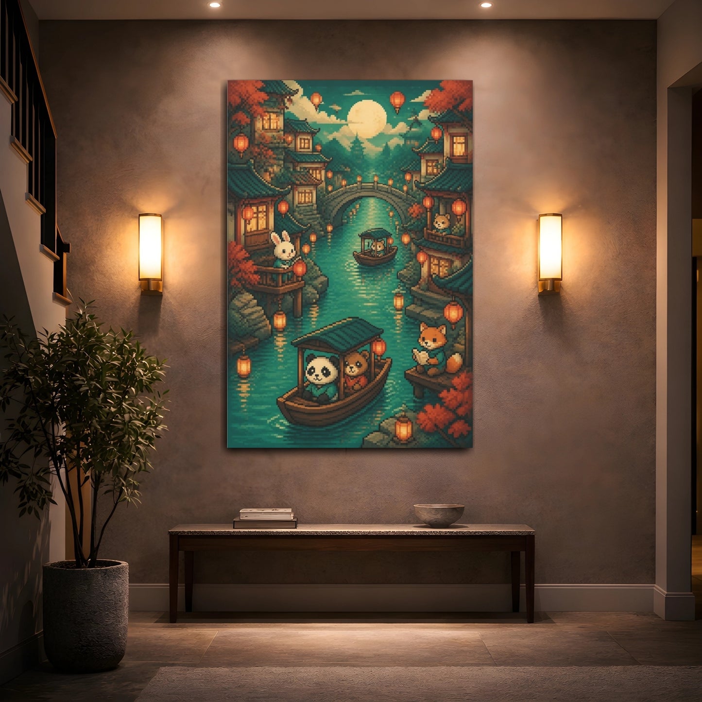 Mockup 2. Kids Canal Boat Adventure shown as canvas print