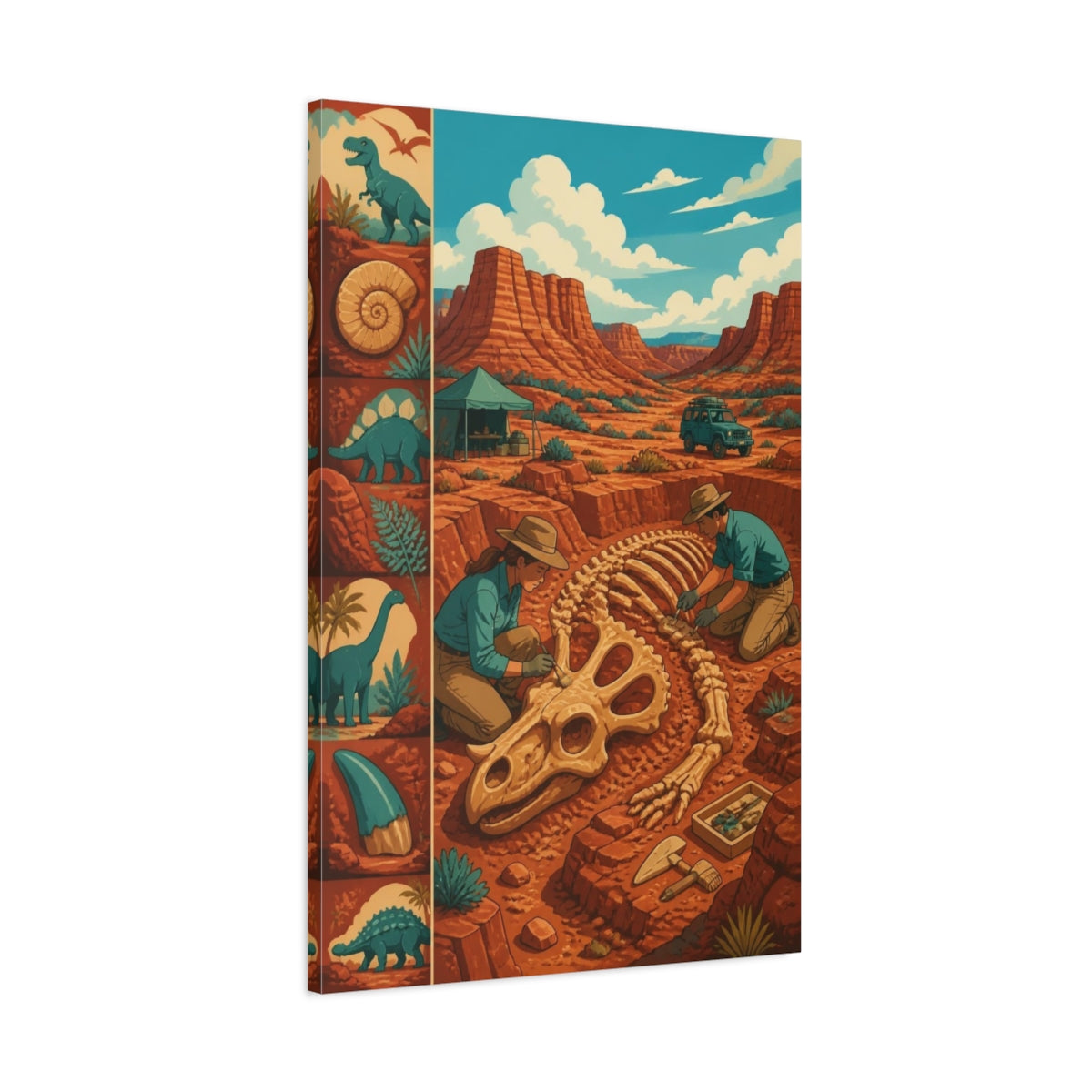 Main Mockup. Kids Dinosaur Dig shown as canvas print