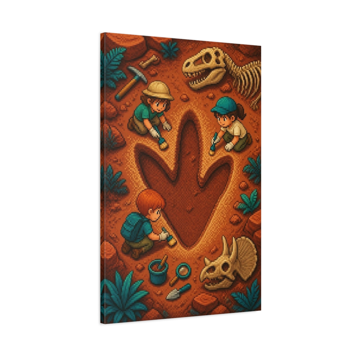 Main Mockup. Kids Dinosaur Dig shown as canvas print
