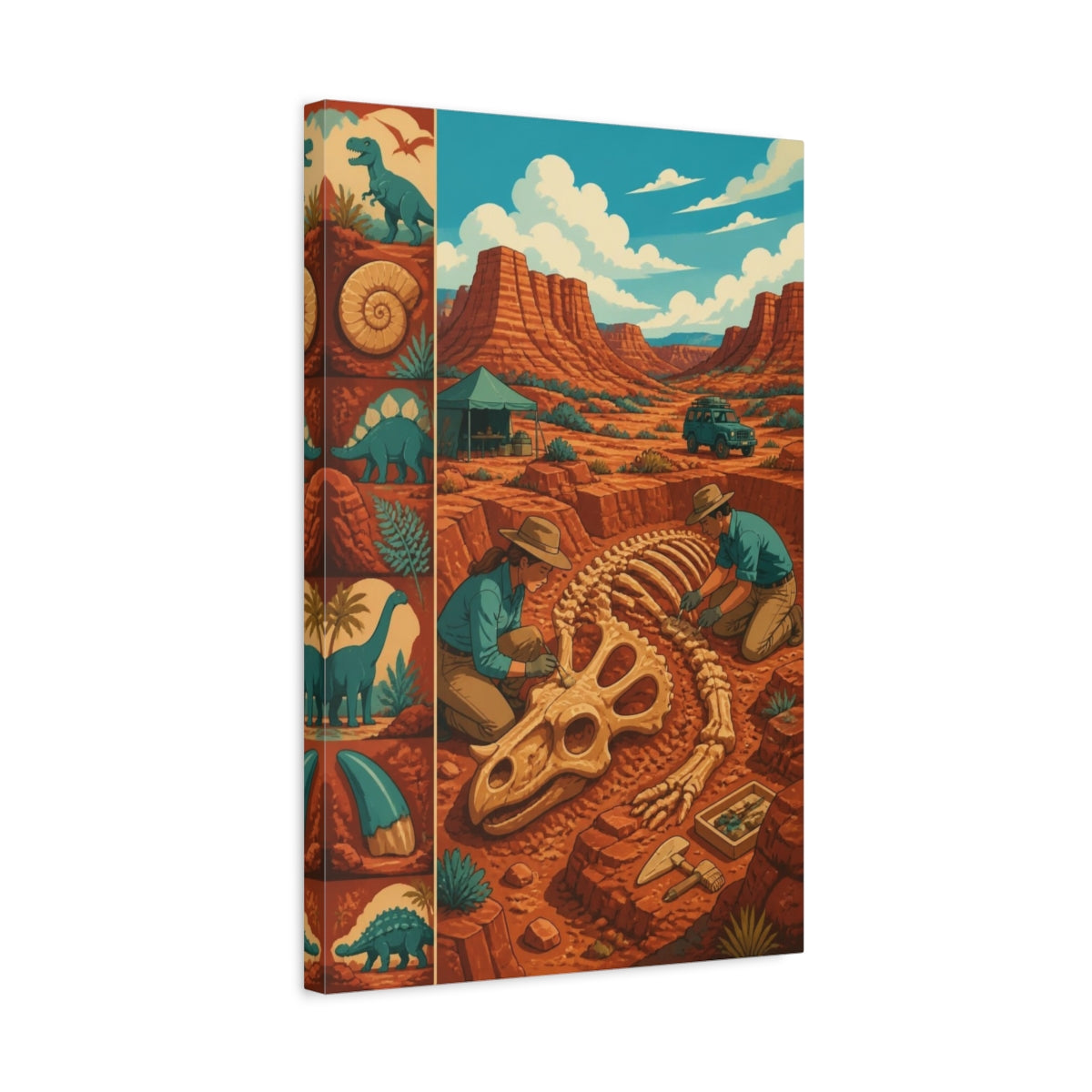 Side Mockup 3. Kids Dinosaur Dig shown as canvas print