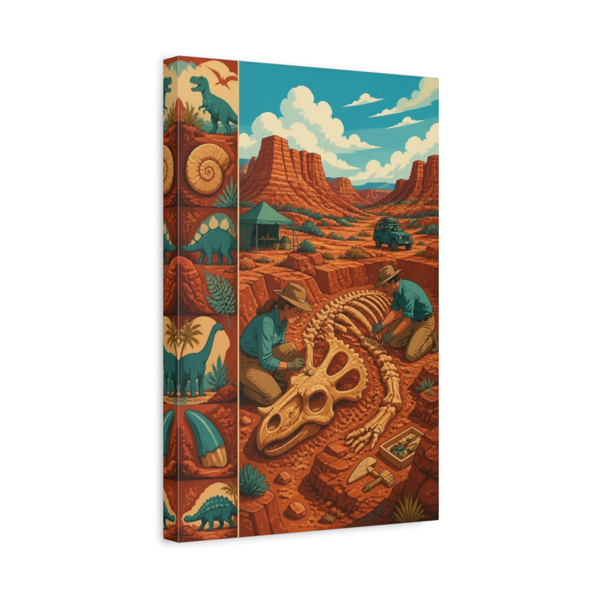Side Mockup 4. Kids Dinosaur Dig shown as canvas print