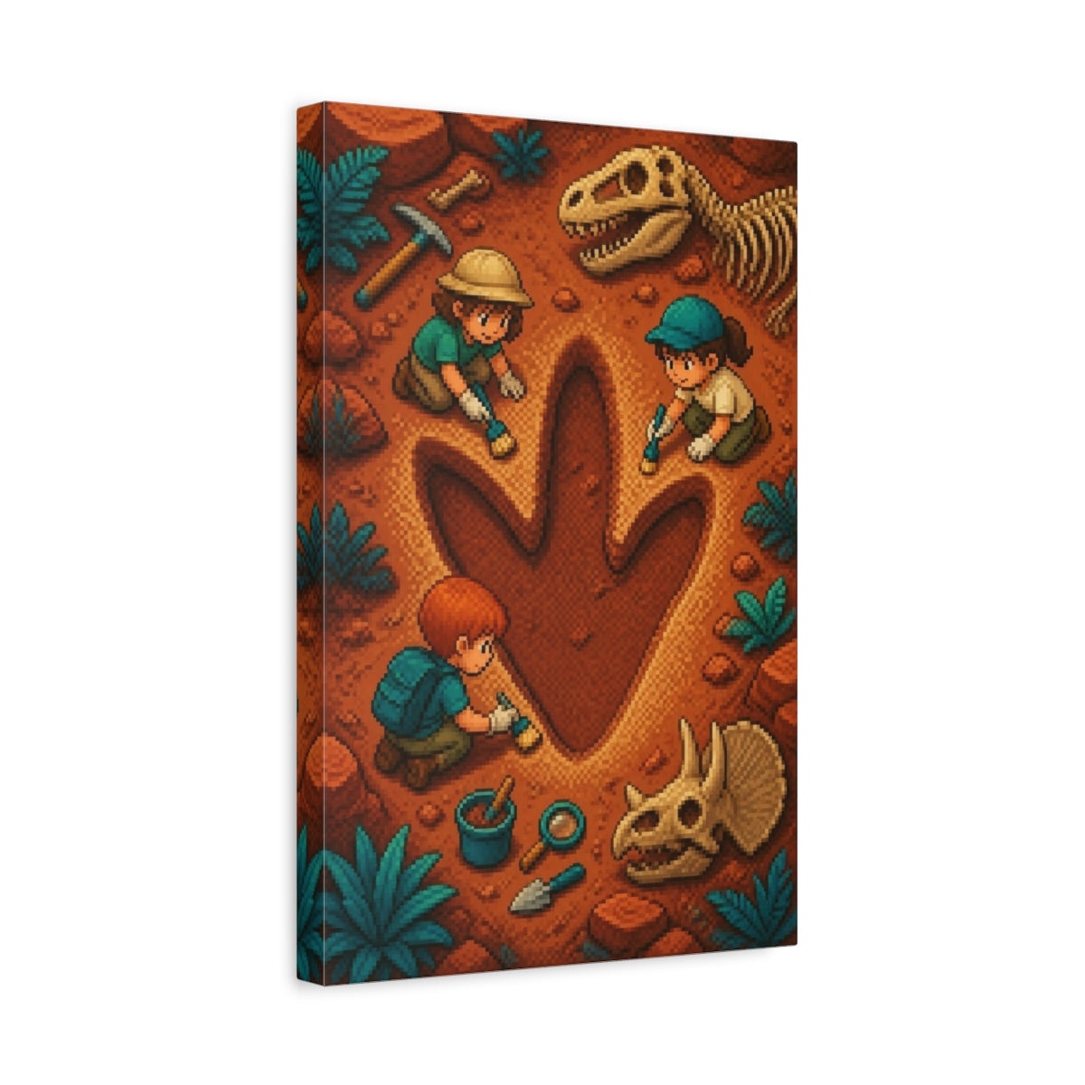 Side Mockup 4. Kids Dinosaur Dig shown as canvas print