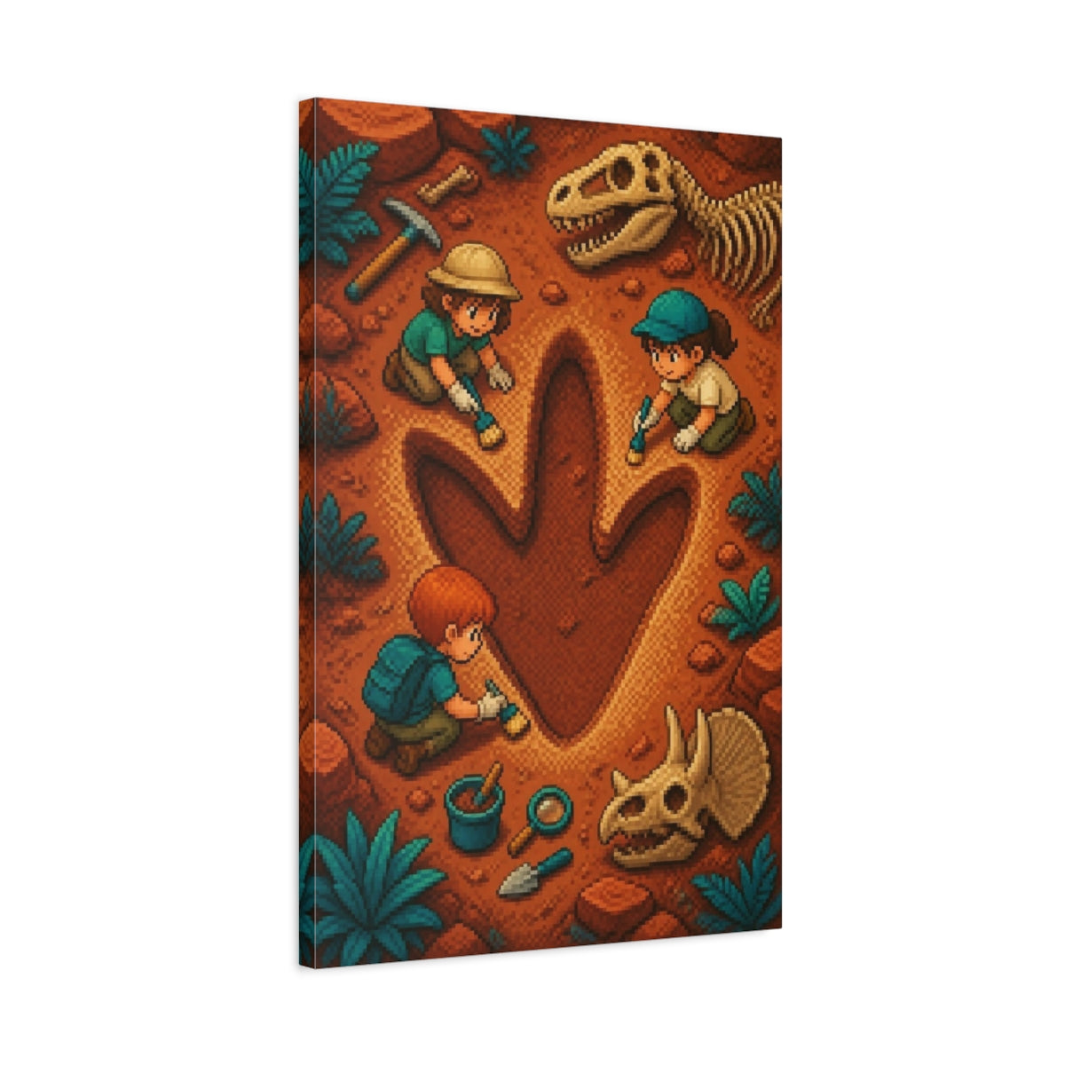 Side Mockup 2. Kids Dinosaur Dig shown as canvas print